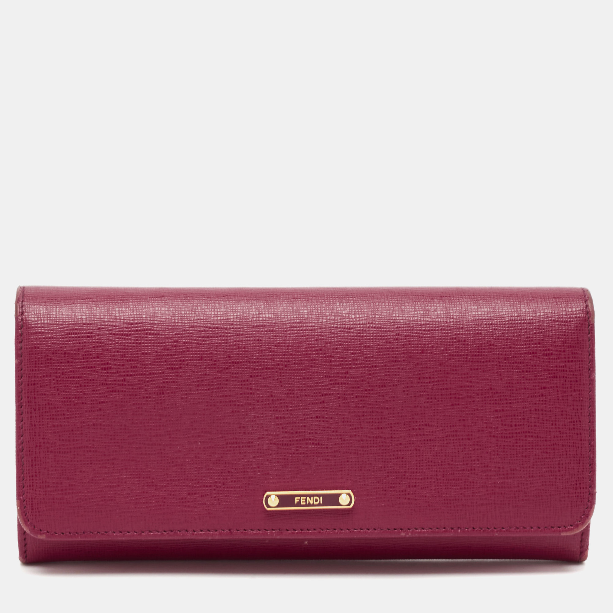 Fendi Magenta Leather Crayons Continental Wallet