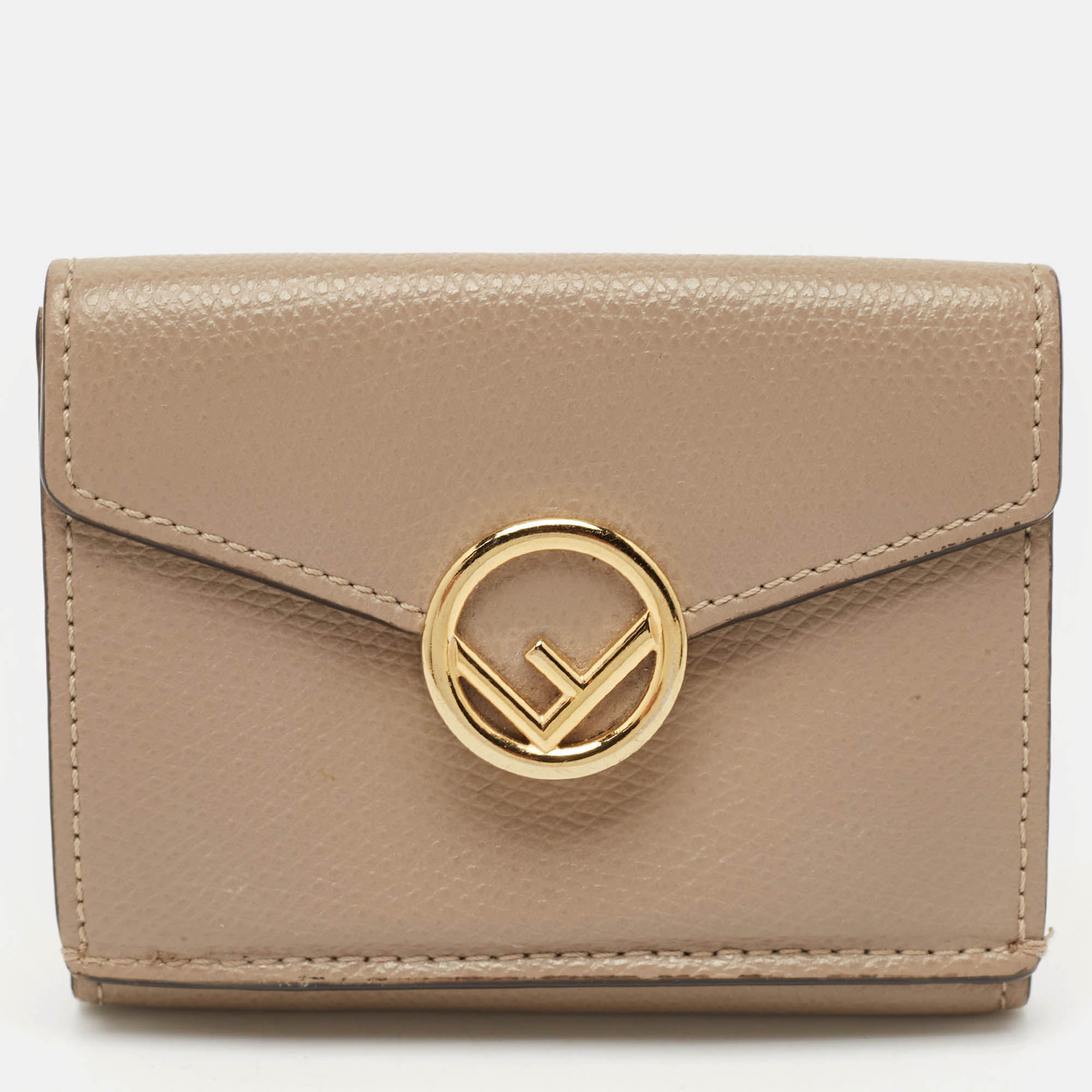 Fendi Beige Leather F is Fendi Trifold Wallet