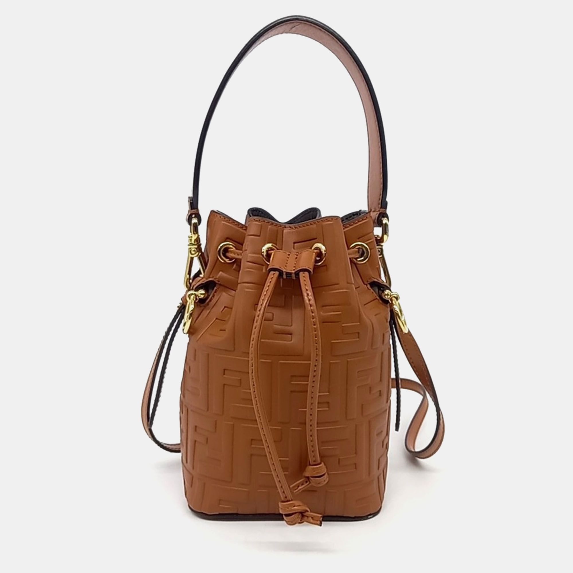 Fendi Brown Leather Montrezo Bucket Mini Bag