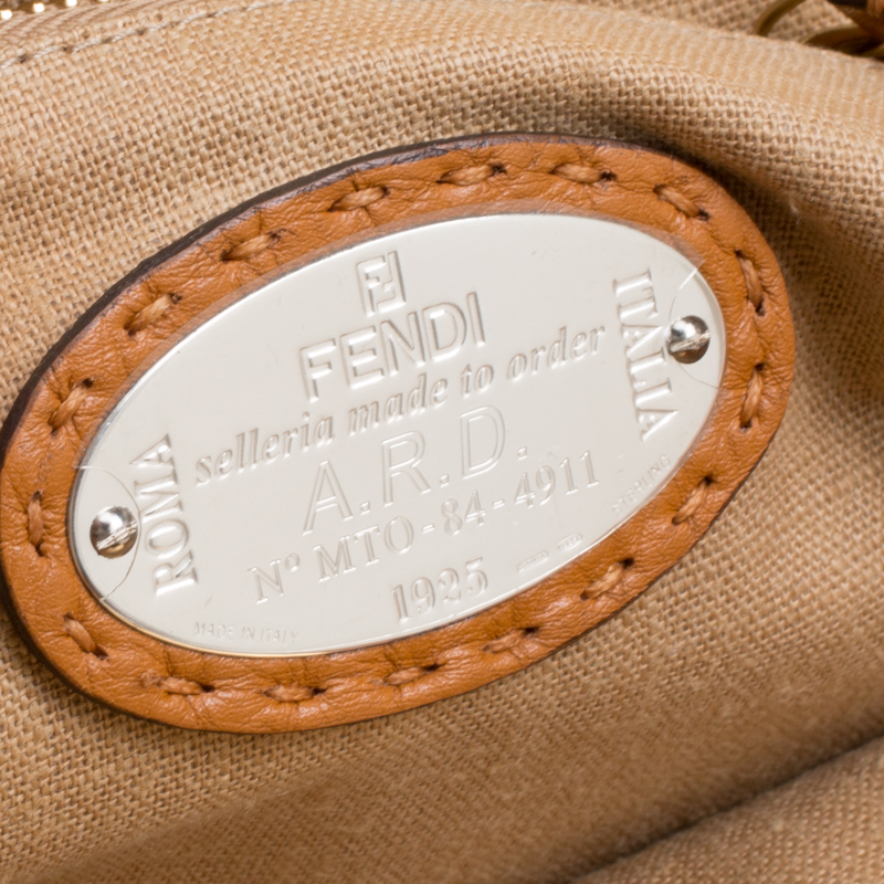 Fendi Brown Selleria Leather Large Peekaboo Top Handle Bag