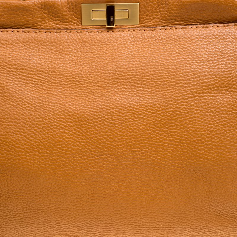 Fendi Brown Selleria Leather Large Peekaboo Top Handle Bag