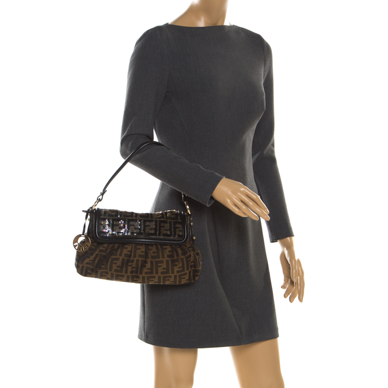 Fendi Tobacco Zucca Sequins Canvas and Leather Chef Shoulder Bag, Brown
Fendi Tobacco Zucca Sequins Canvas and Leather Chef Shoulder Bag, Brown