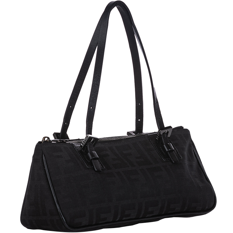 Fendi Black Zucca Canvas Baguette 
Fendi Black Zucca Canvas Baguette