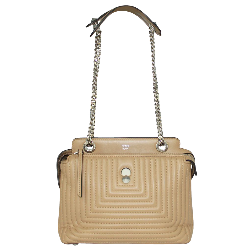 Image of Fendi Beige Leather Dotcom Shoulder Bags