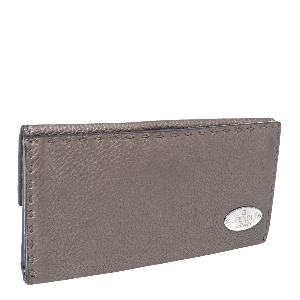 Fendi Metallic Selleria Leather Continental Wallet