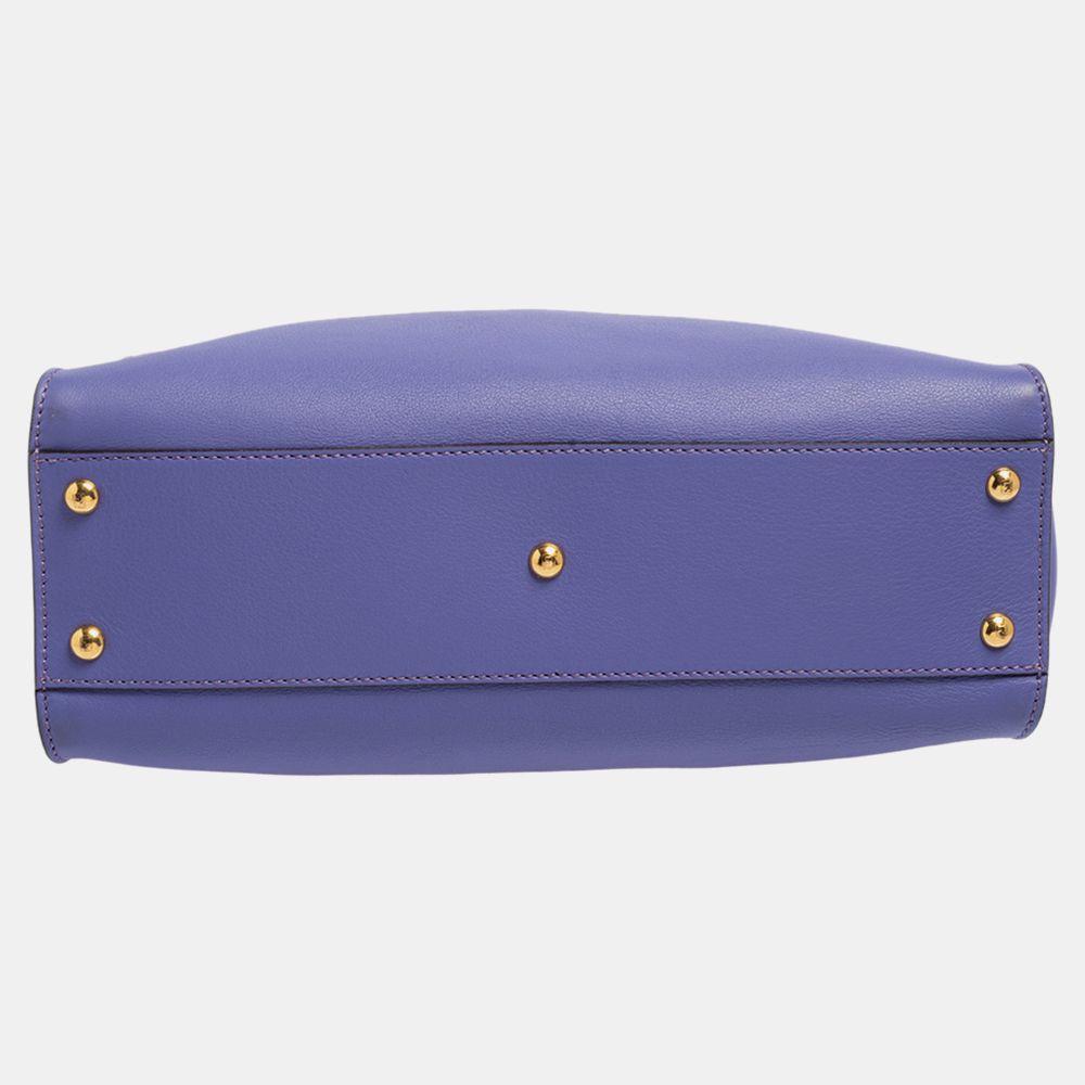 Fendi Purple Leather Medium Peekaboo Top Handle Bag