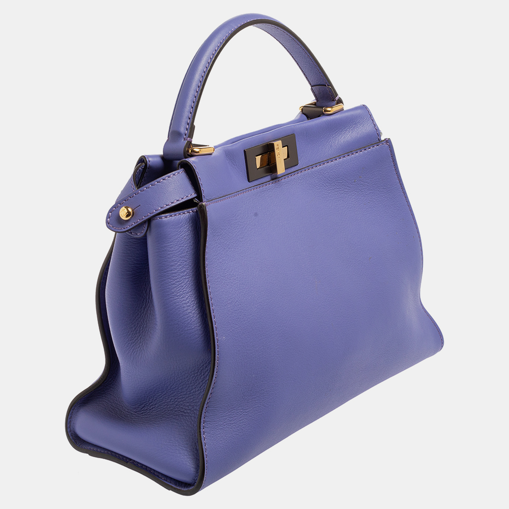 Fendi Purple Leather Medium Peekaboo Top Handle Bag