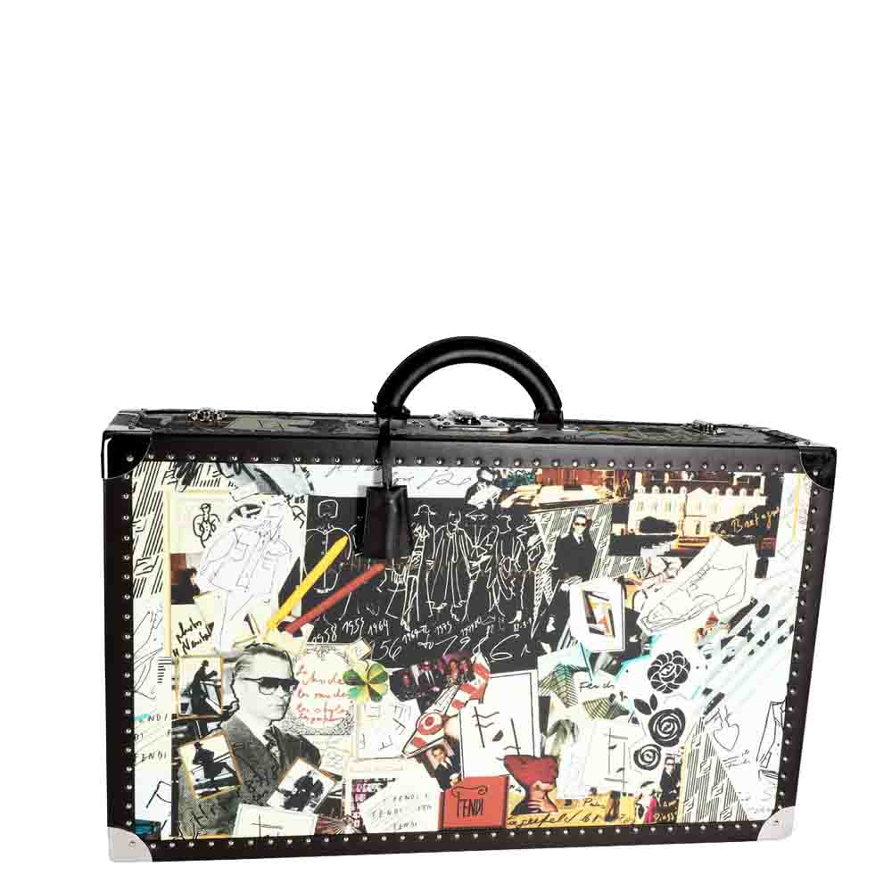 Fendi Multicolor Karl Kollage Travel Trunk Suitcase