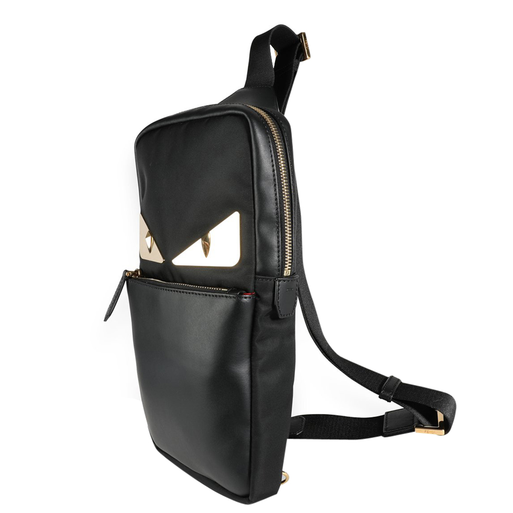 

Fendi Black Bugs Nylon One-Shoulder Backpack