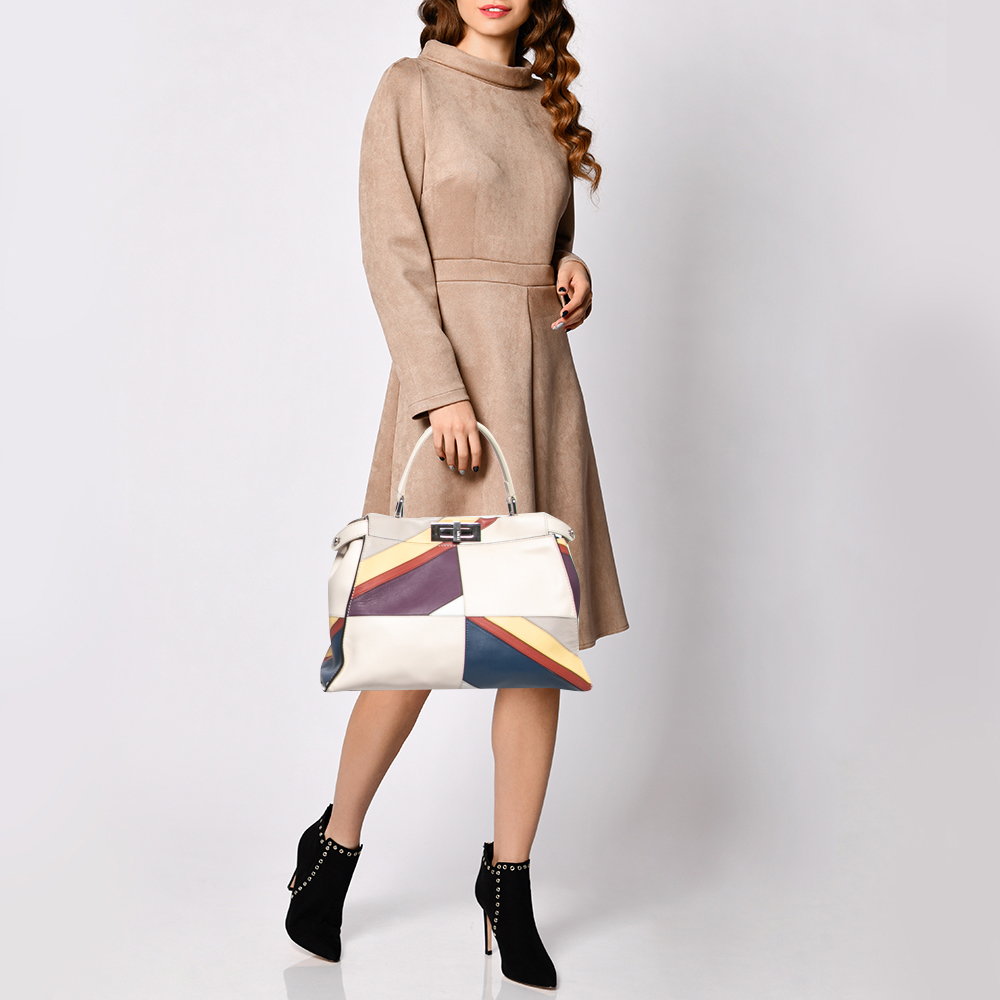 Fendi Multicolor Leather Medium Stripe Peekaboo Top Handle Bag 
Fendi Multicolor Leather Medium Stripe Peekaboo Top Handle Bag