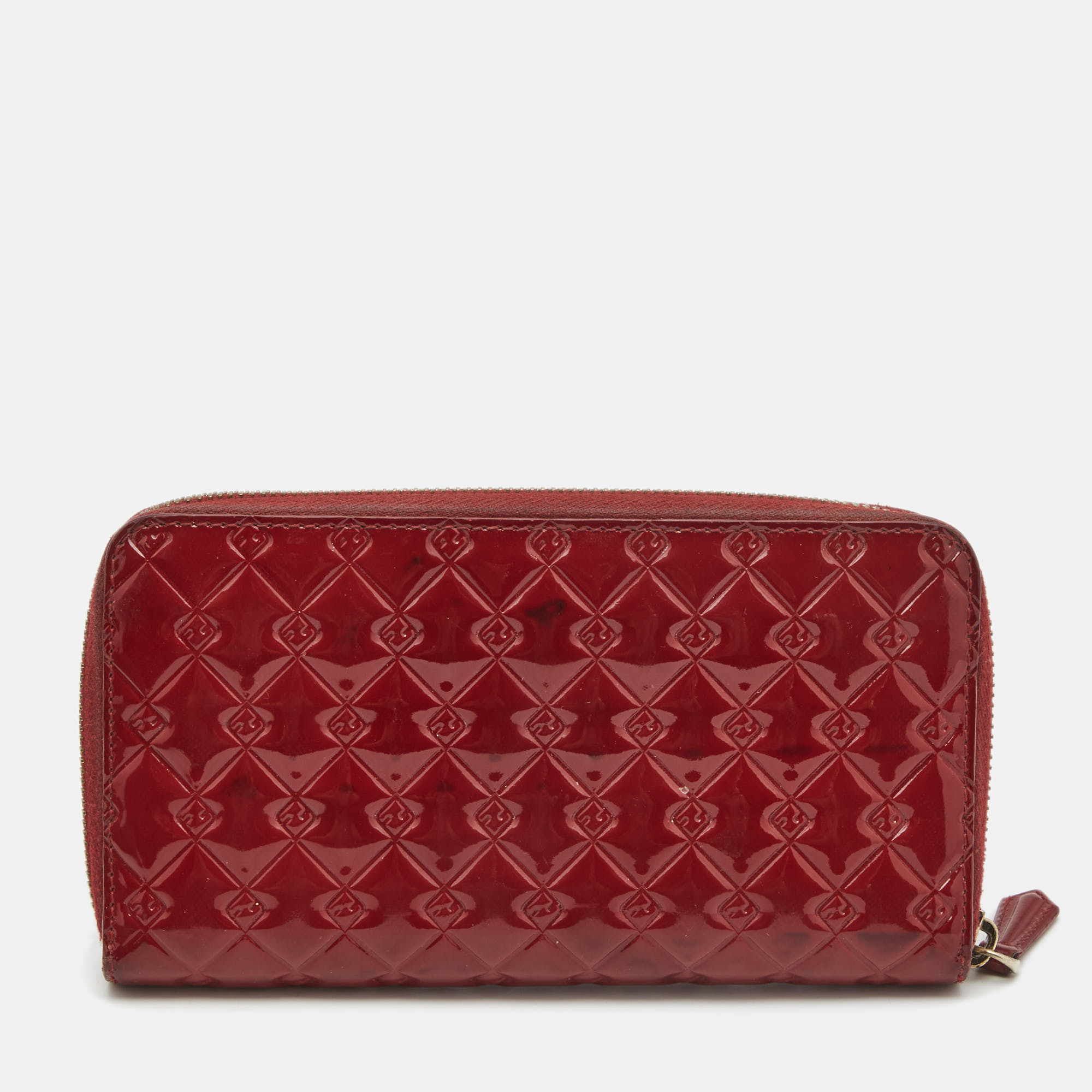 Fendi Red Patent Leather Fendilicious Continental Wallet