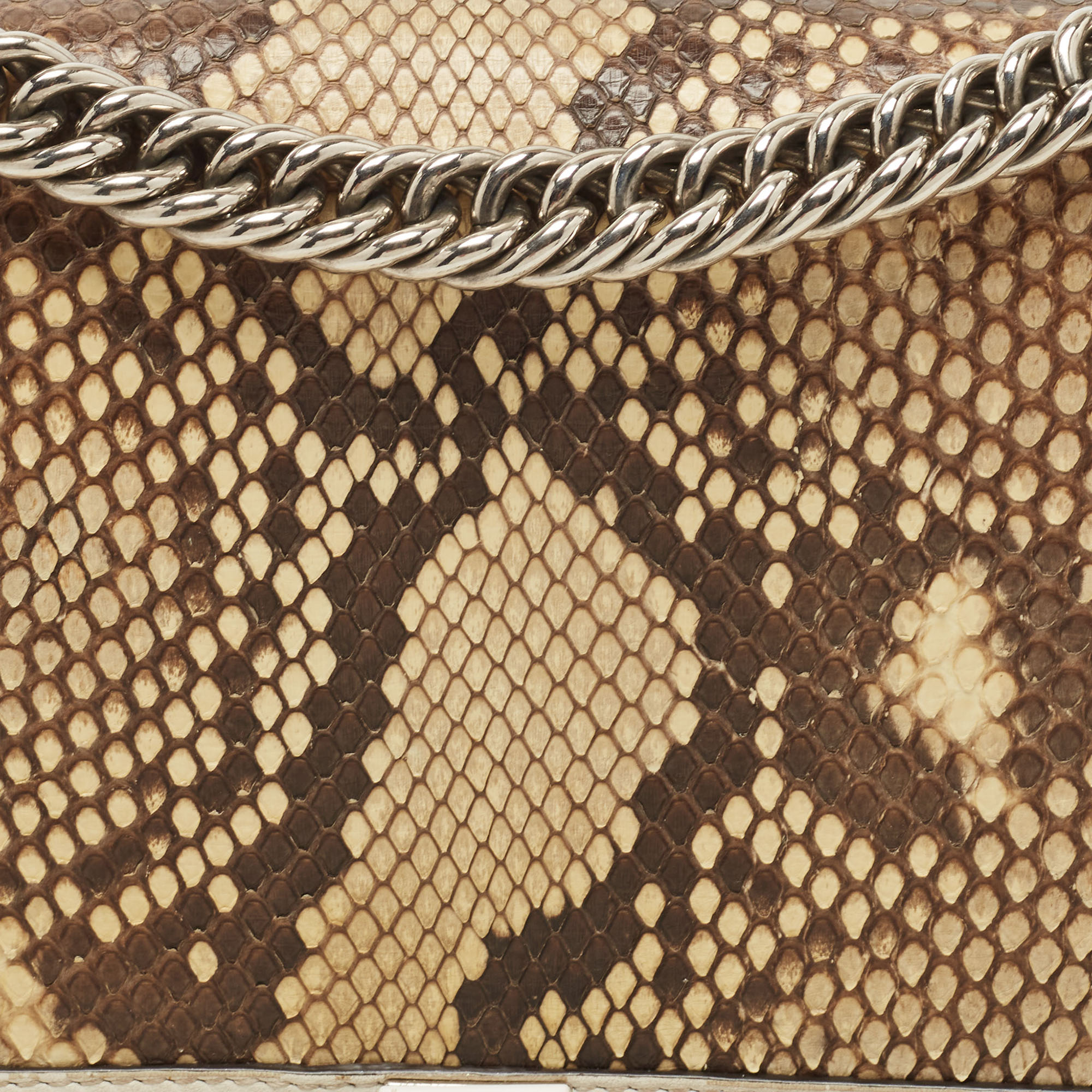 Fendi Multicolor Leather And Python Medium Kan I Top Handle Bag