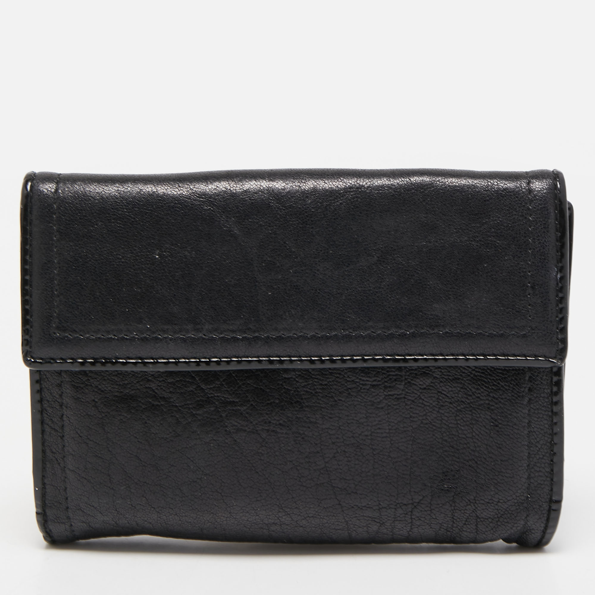 Fendi Black Leather And Patent Leather B Wallet