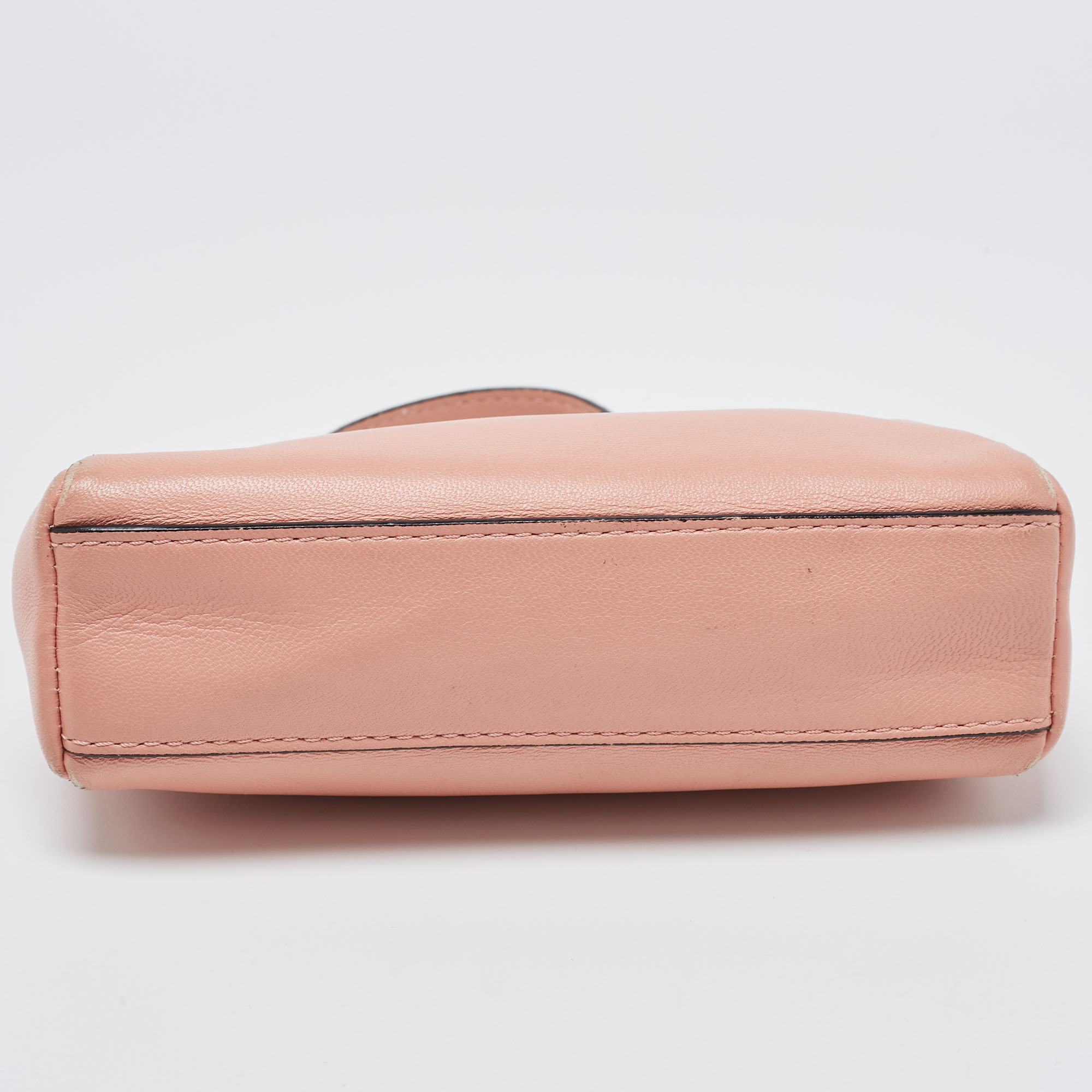 Fendi Peach Leather Micro Peekaboo Crossbody Bag