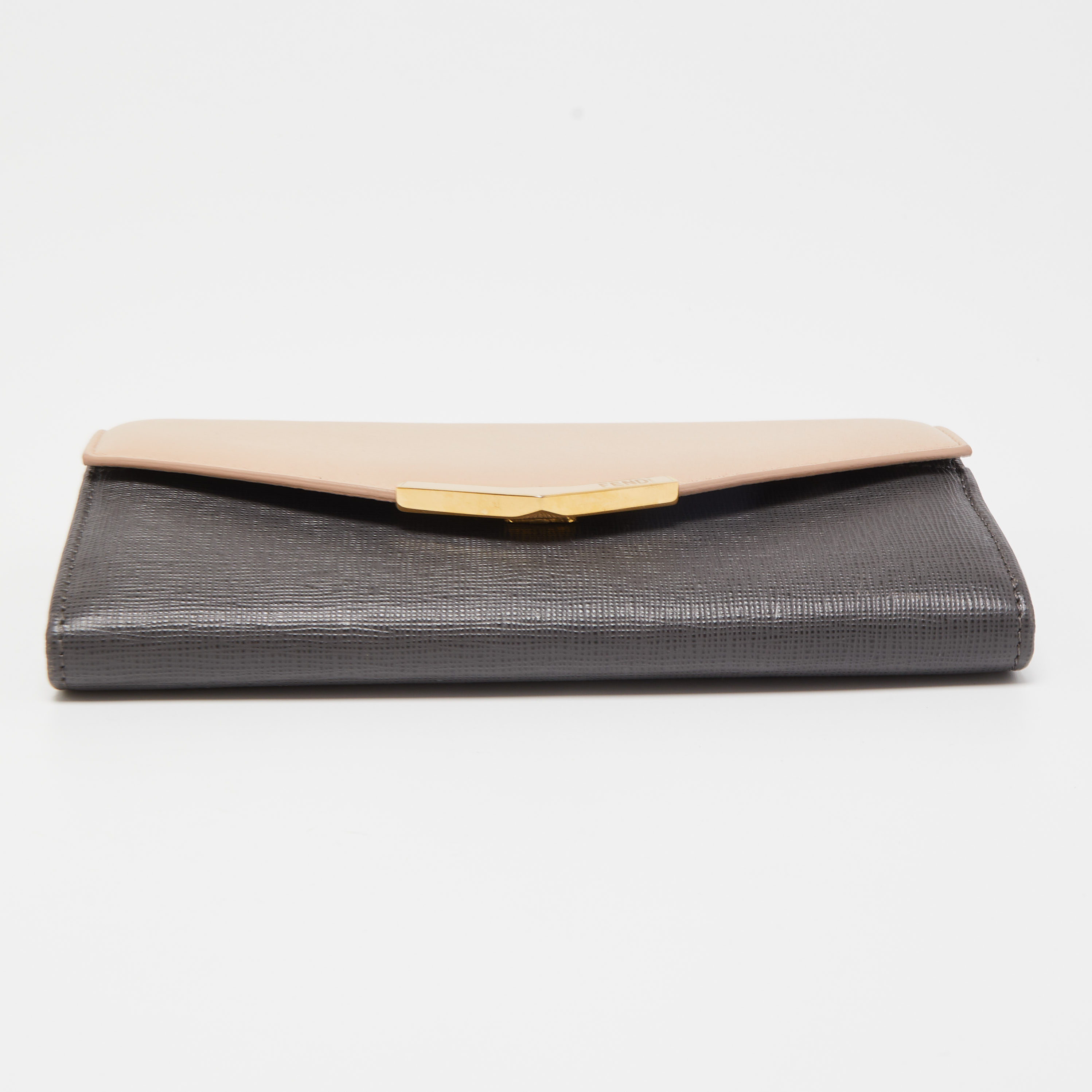 Fendi Grey/Pink Leather 2jours Envelope Continental Wallet