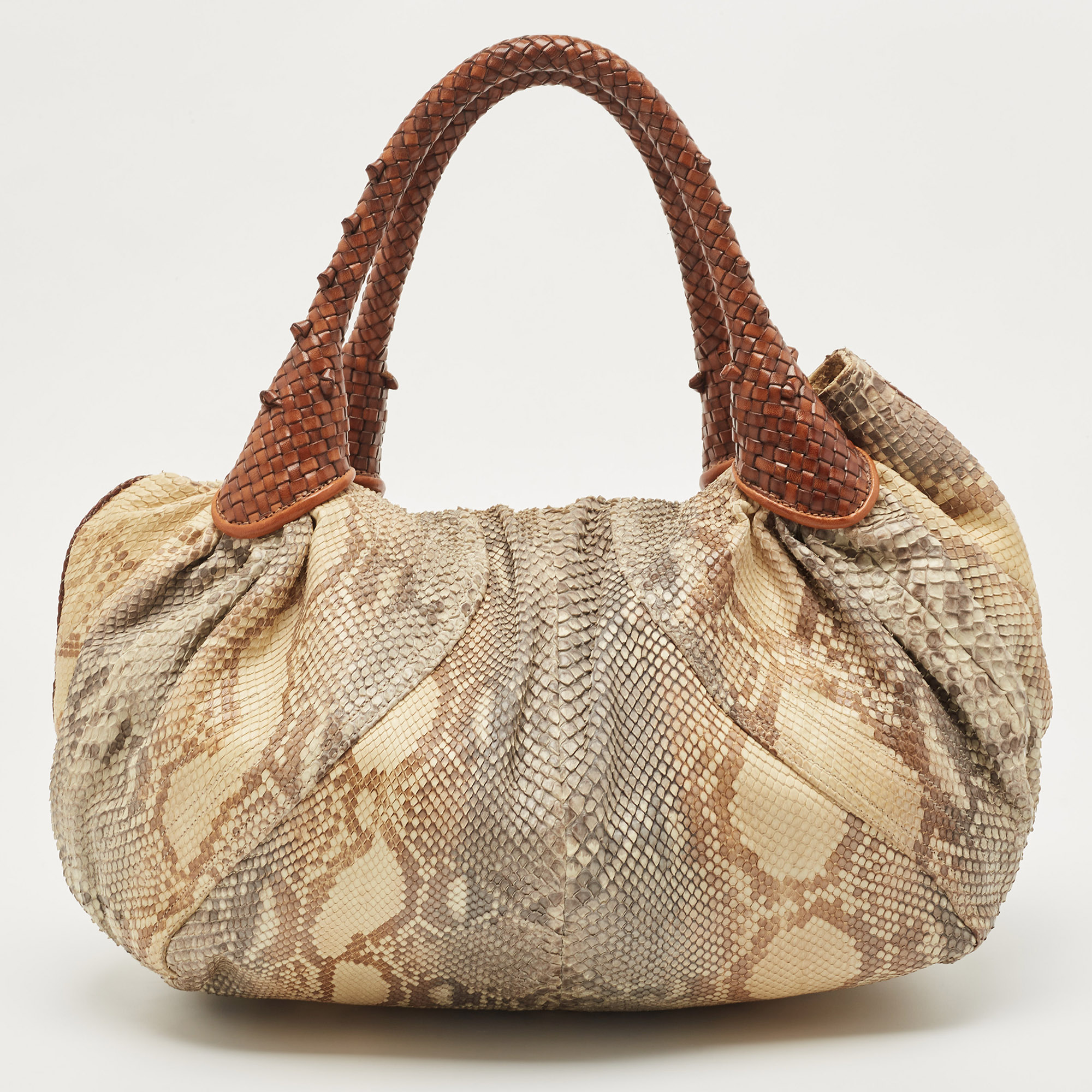 Fendi Brown/Multicolor Python And Leather Spy Bag