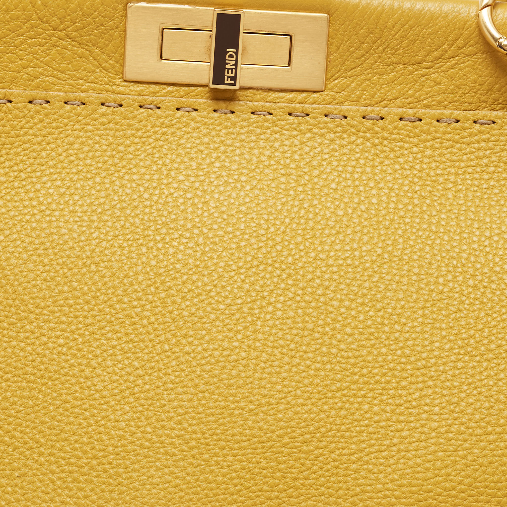 Fendi Yellow Selleria Leather Large Peekaboo Top Handle Bag