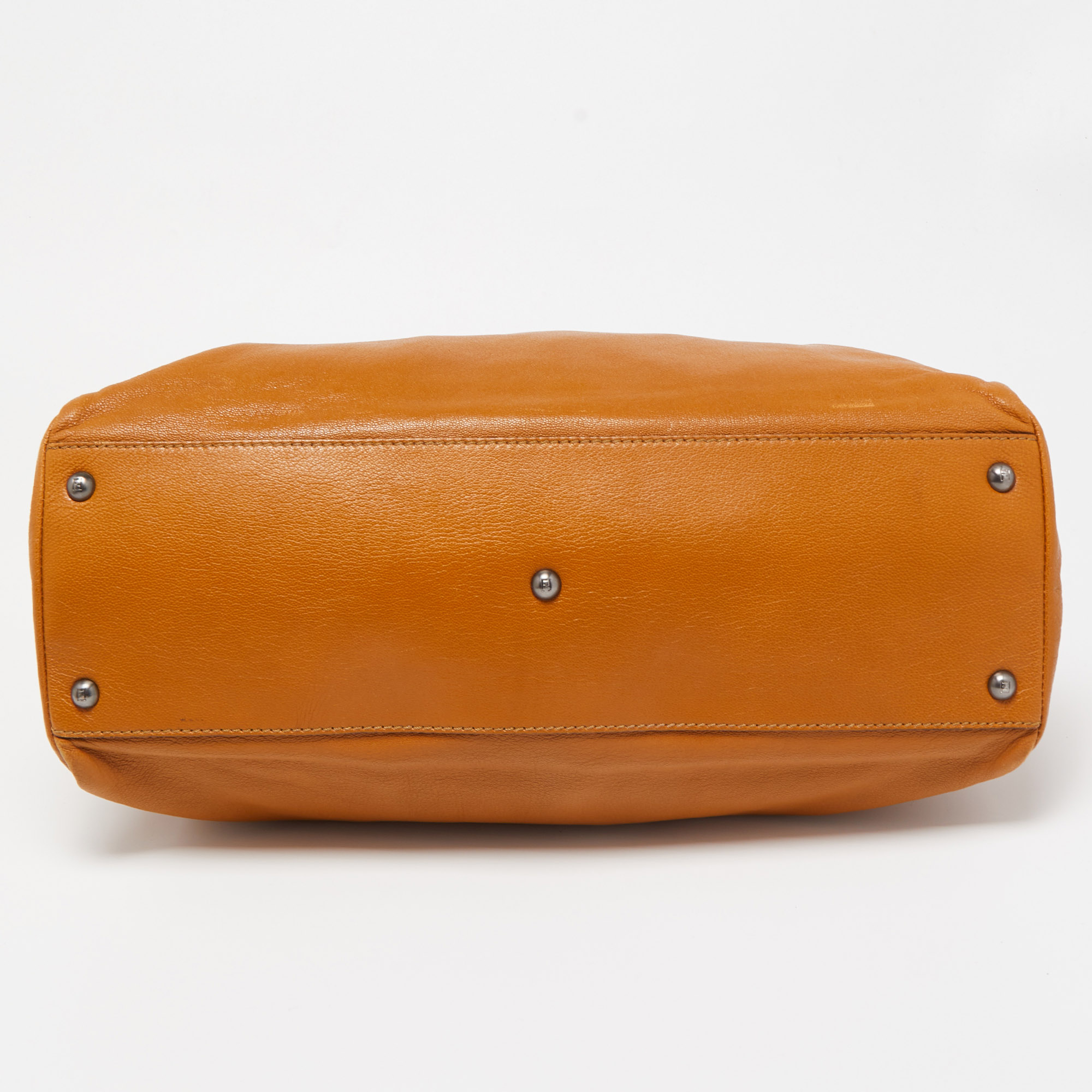 Fendi Tan Leather Large Peekaboo Top Handle Bag