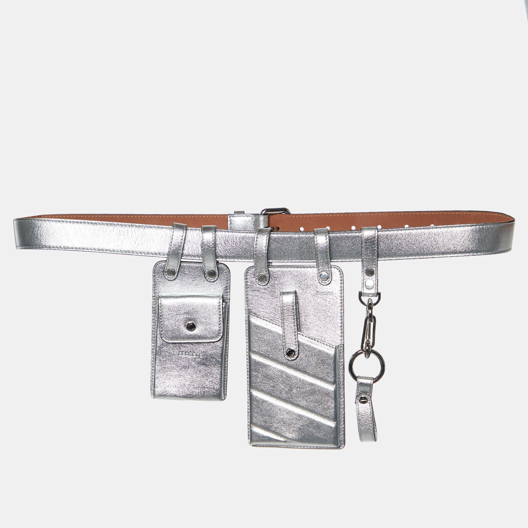 Fendi Silver Leather Multi Pouch Belt Bag