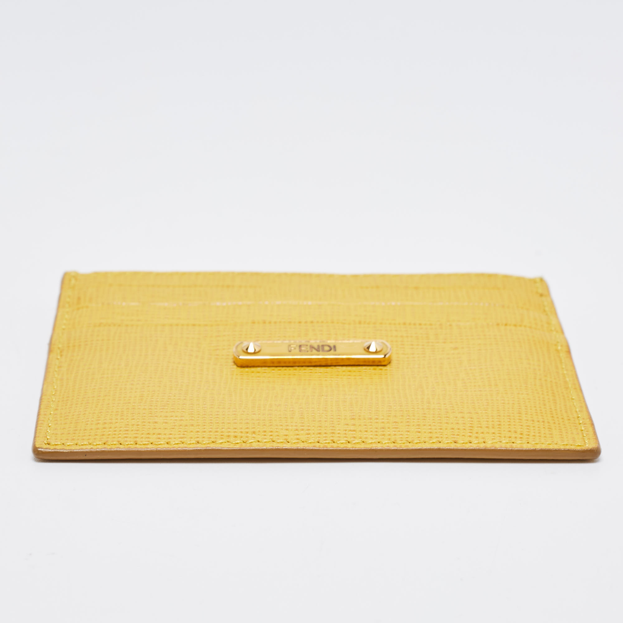 Fendi Yellow Leather Card Holder