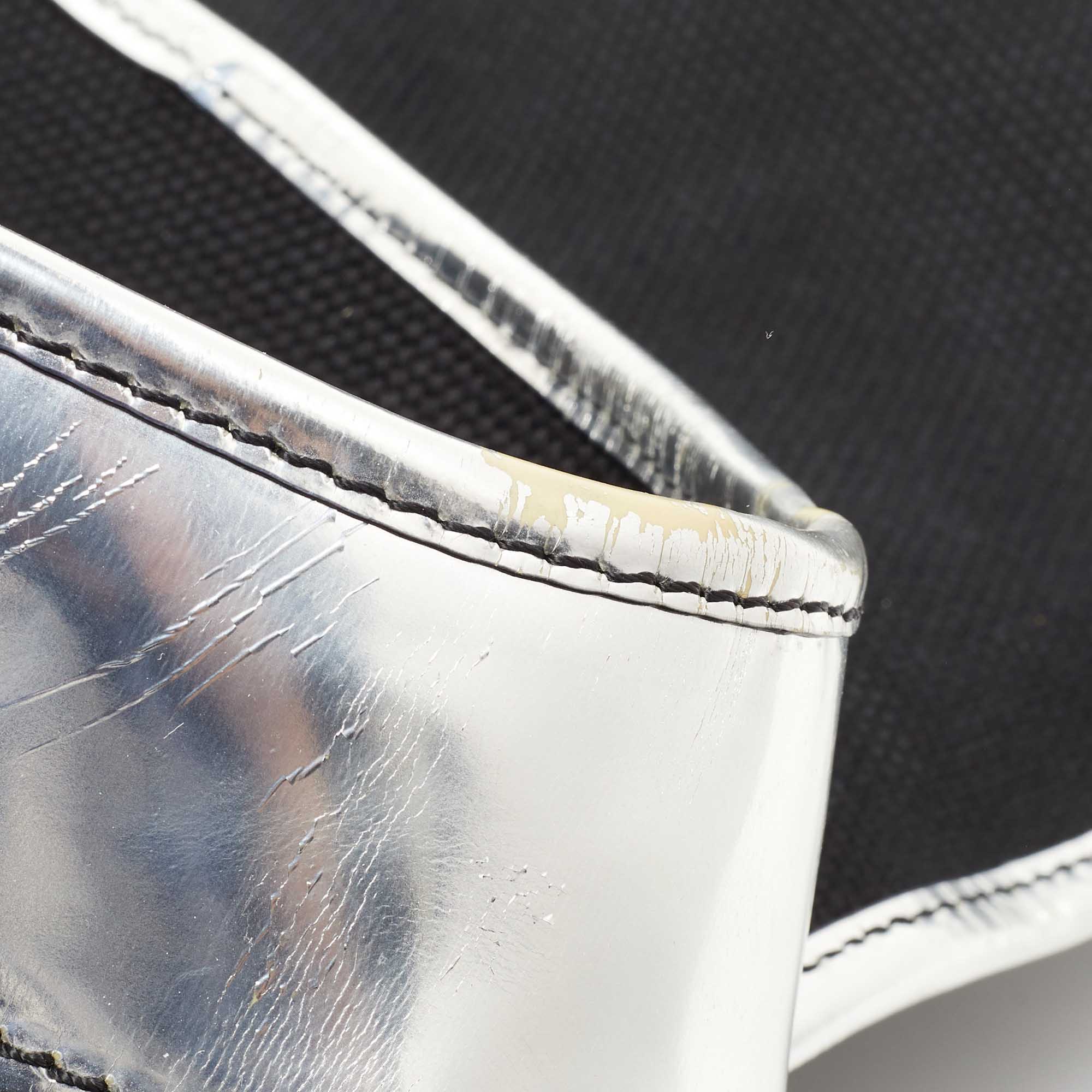 Fendi Black/Silver Canvas And Patent Leather B Shoulder Bag