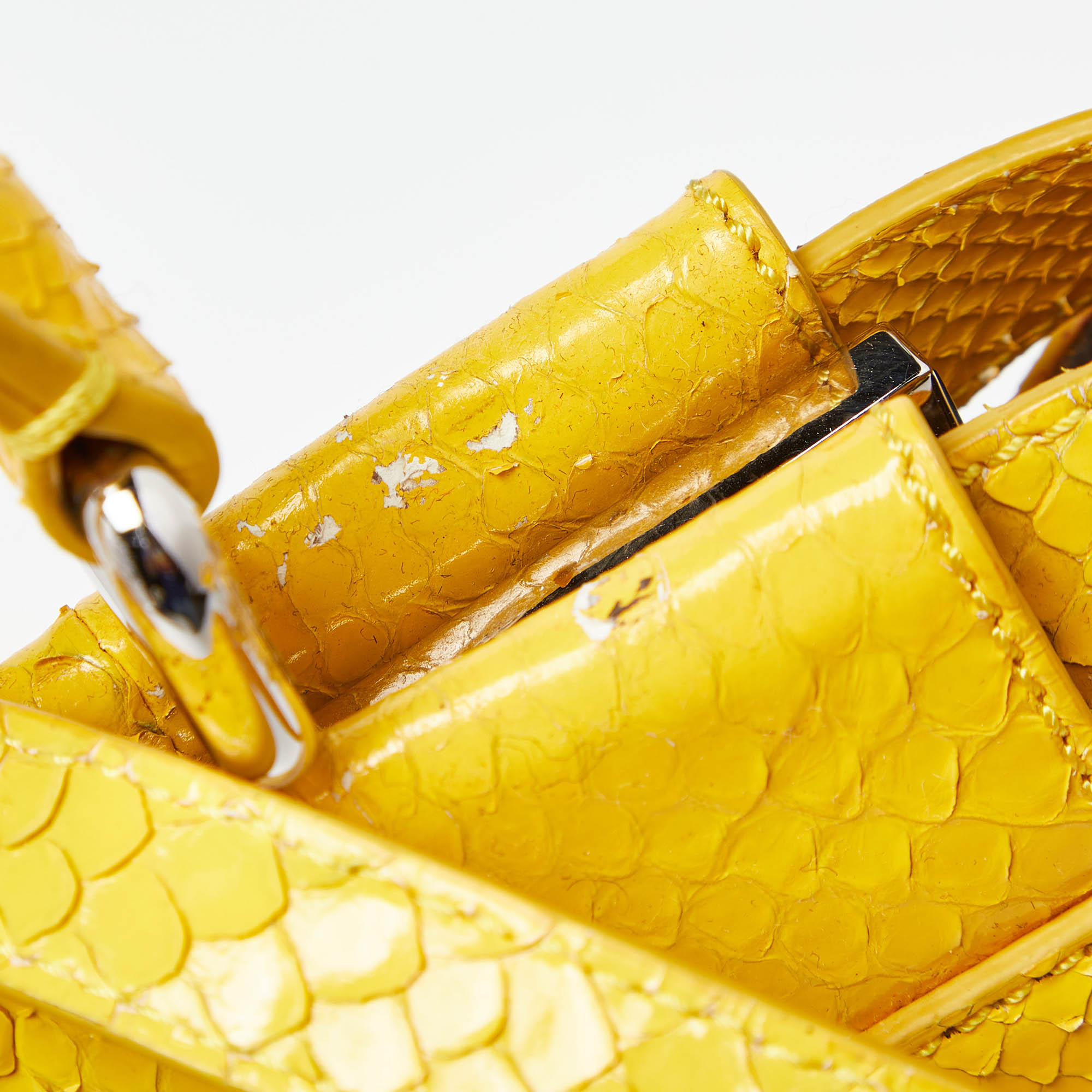 Fendi Yellow Python Medium Peekaboo Top Handle Bag