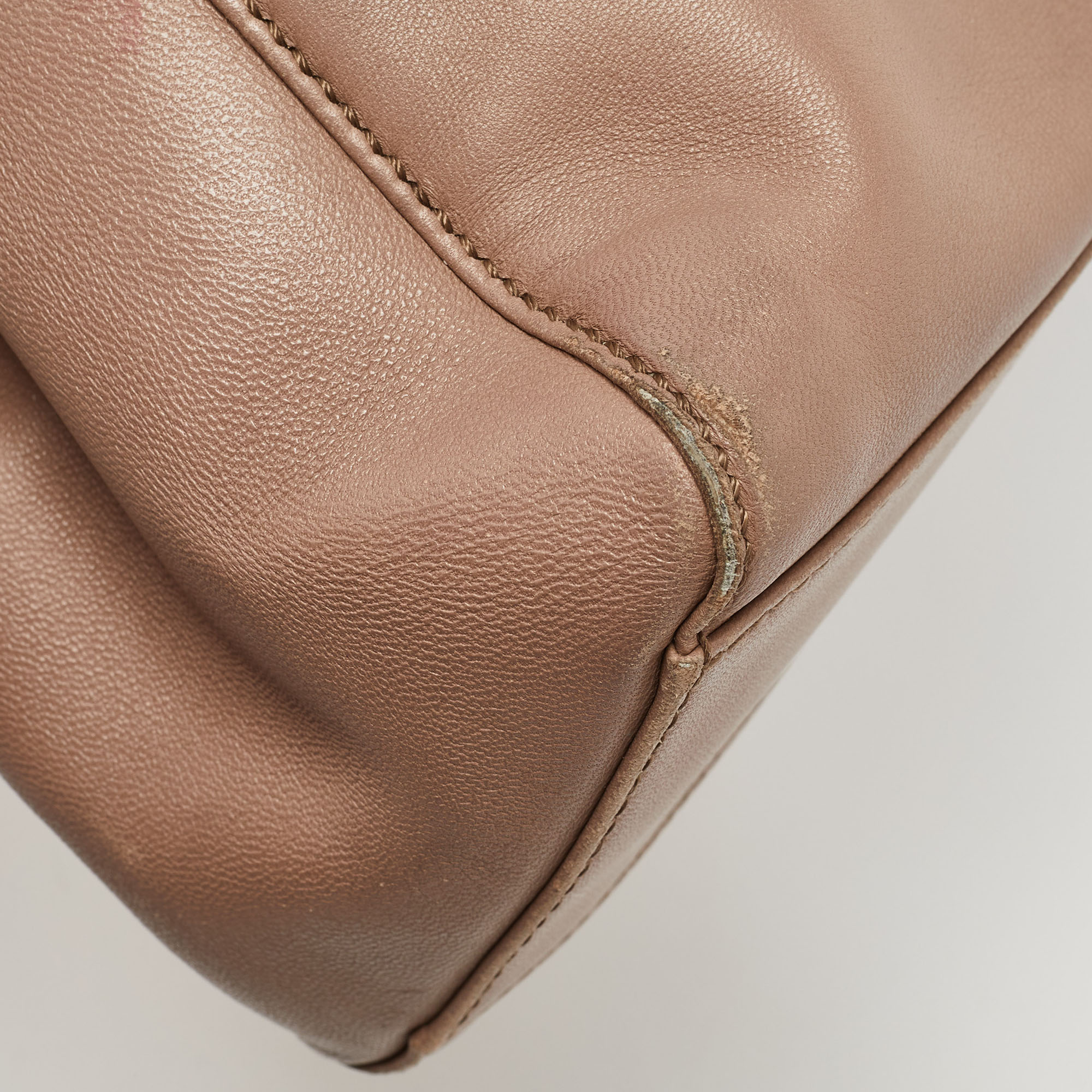 Fendi Beige Leather Mini Peekaboo Top Handle Bag