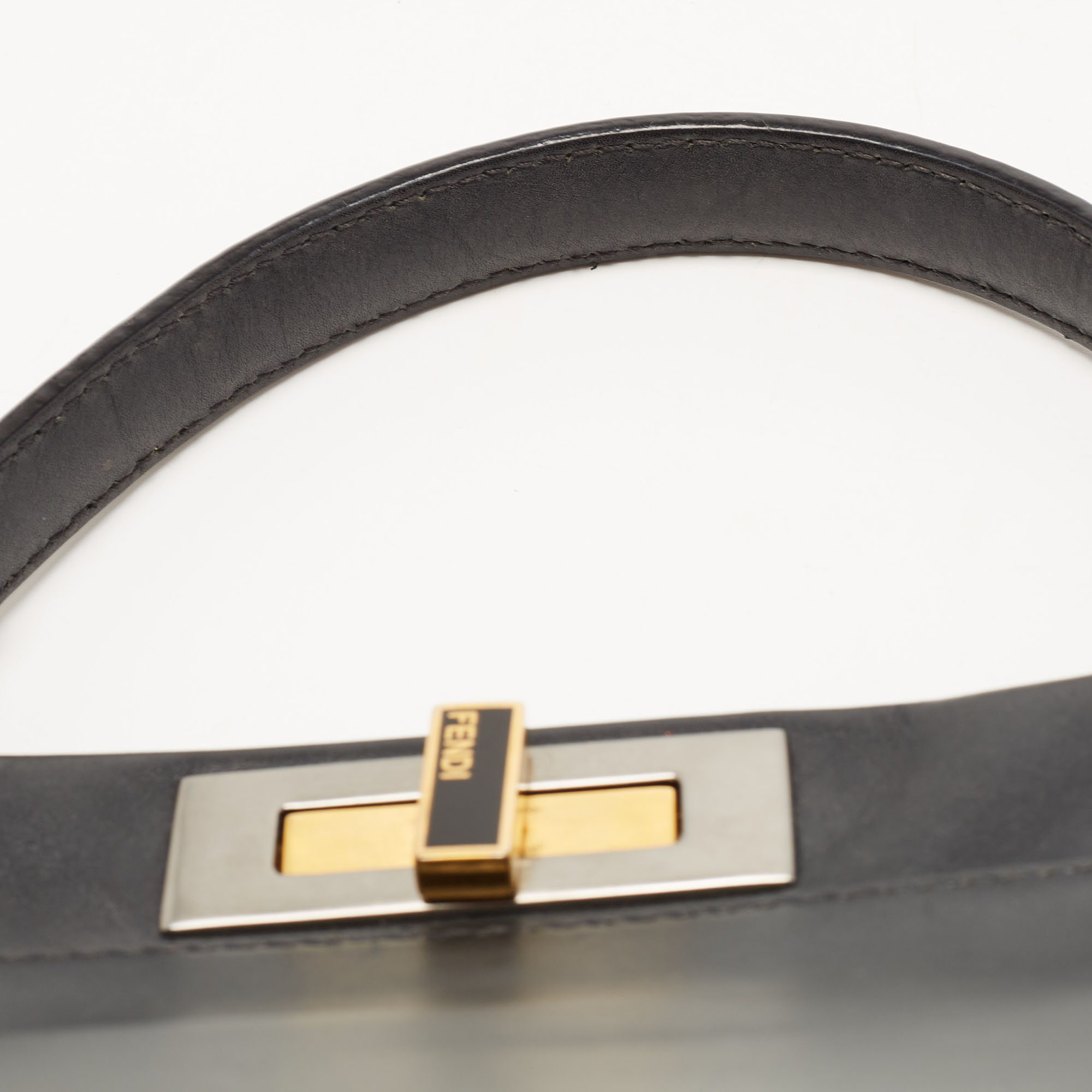 Fendi Black Leather Medium Peekaboo Top Handle Bag