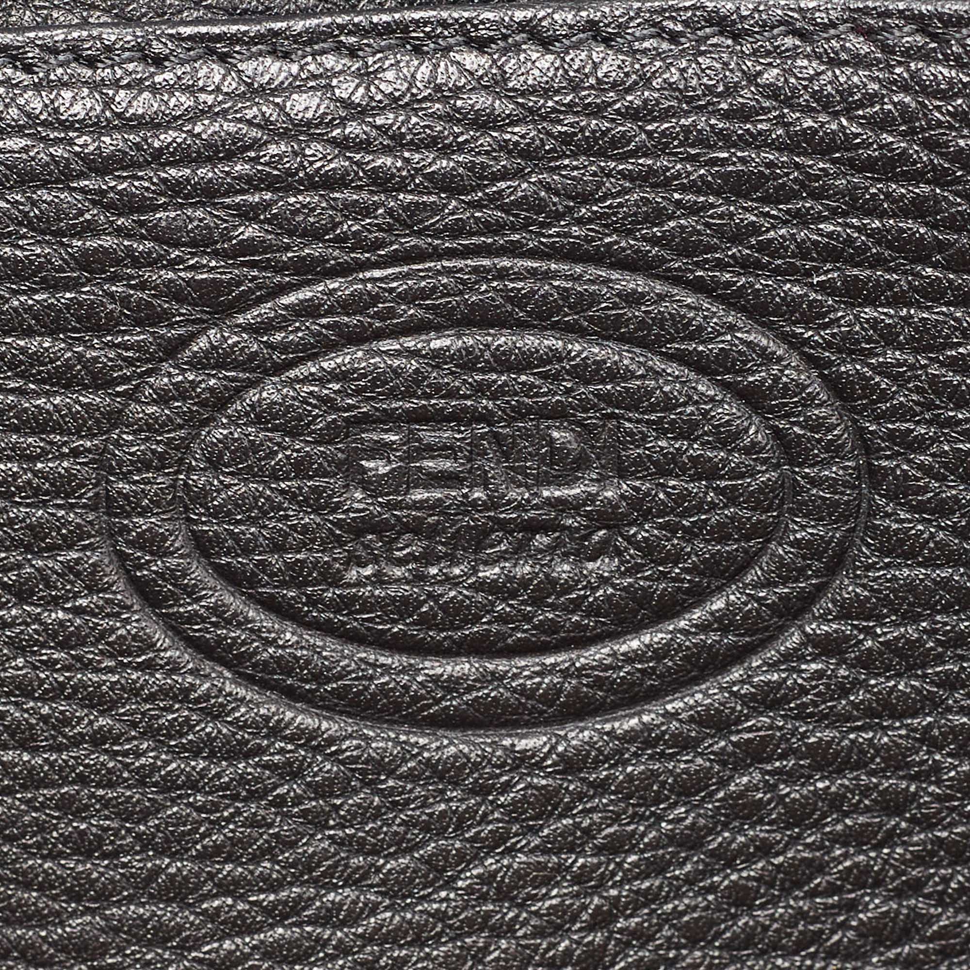 Fendi Dark Brown/Red Selleria Leather Flap Clutch