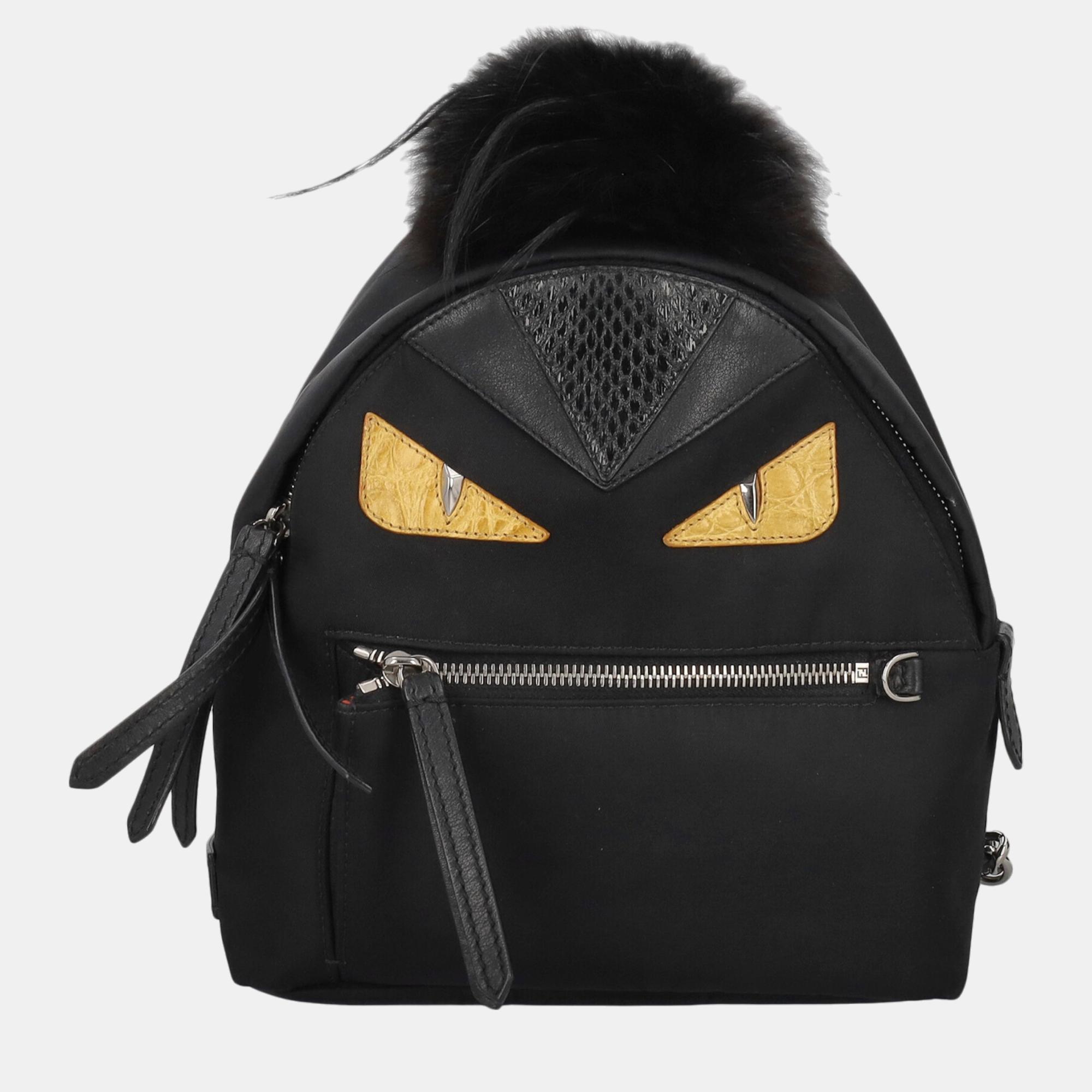 Fendi  Women's Synthetic Fibers Backpack - Black - One Size