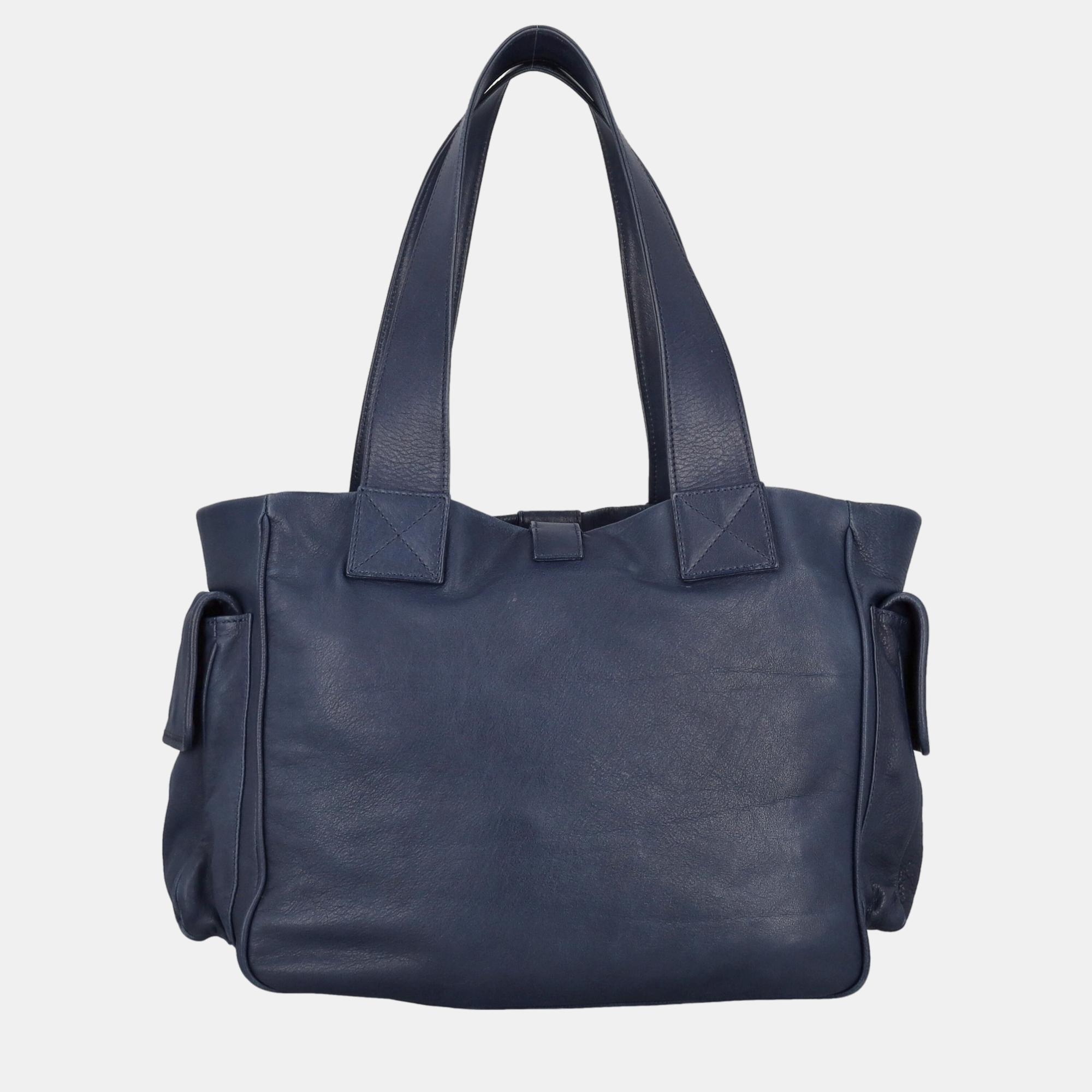 Fendi  Women's Leather Tote Bag - Navy - One Size