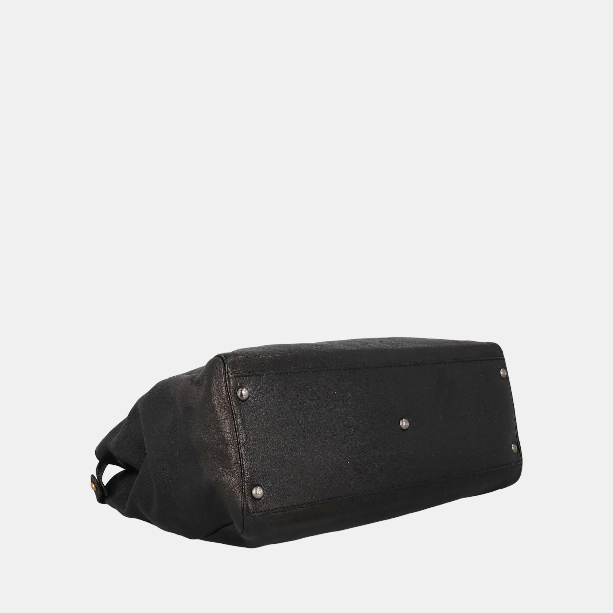 Fendi Peekaboo -  Women's Leather Tote Bag - Black - One Size