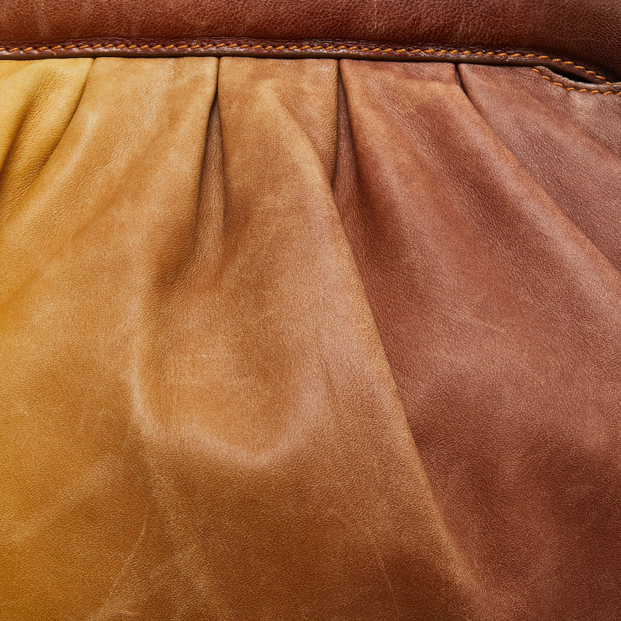 Fendi Yellow/Brown Ombre Leather Doctor B Hobo