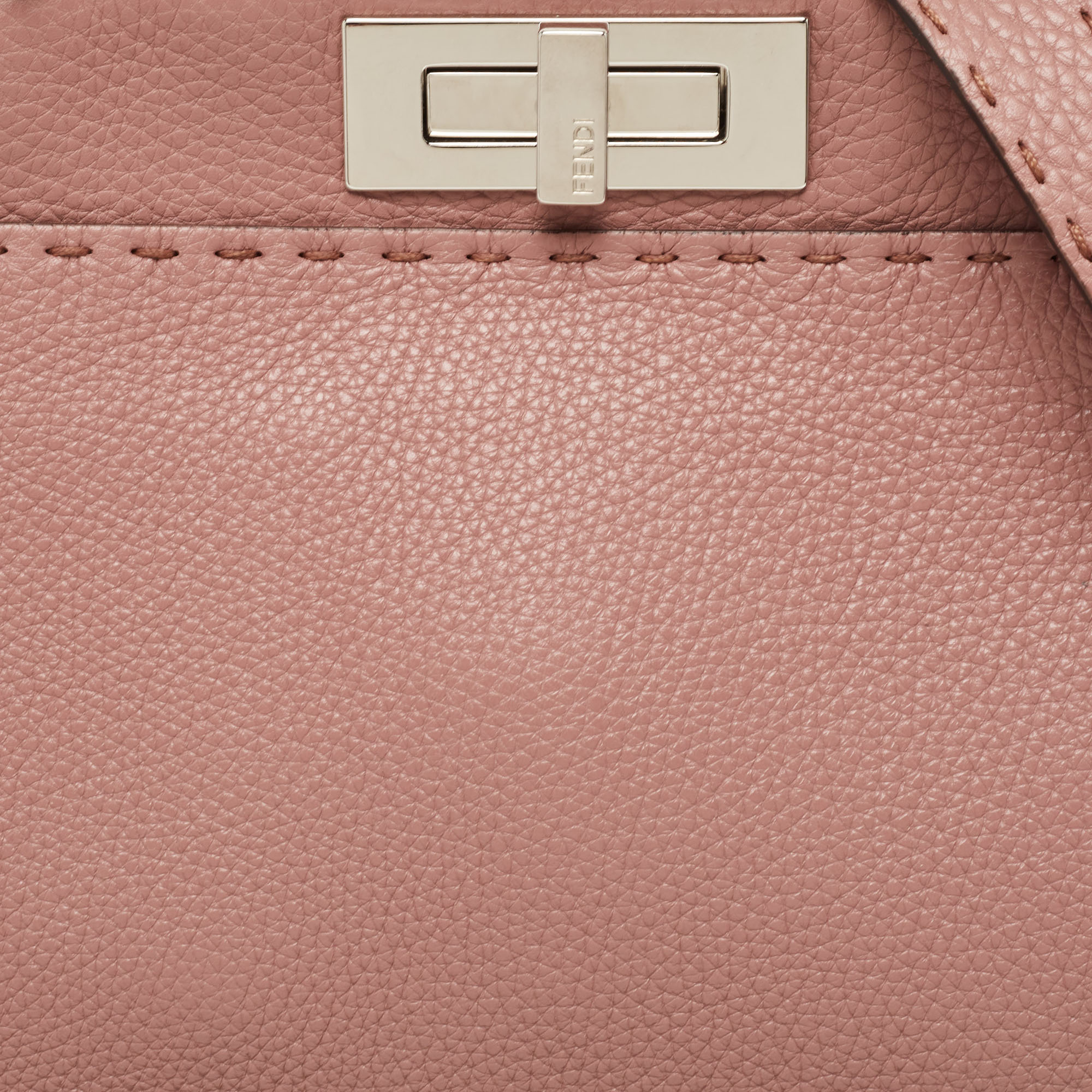 Fendi Old Rose Leather Medium Peekaboo Top Handle Bag