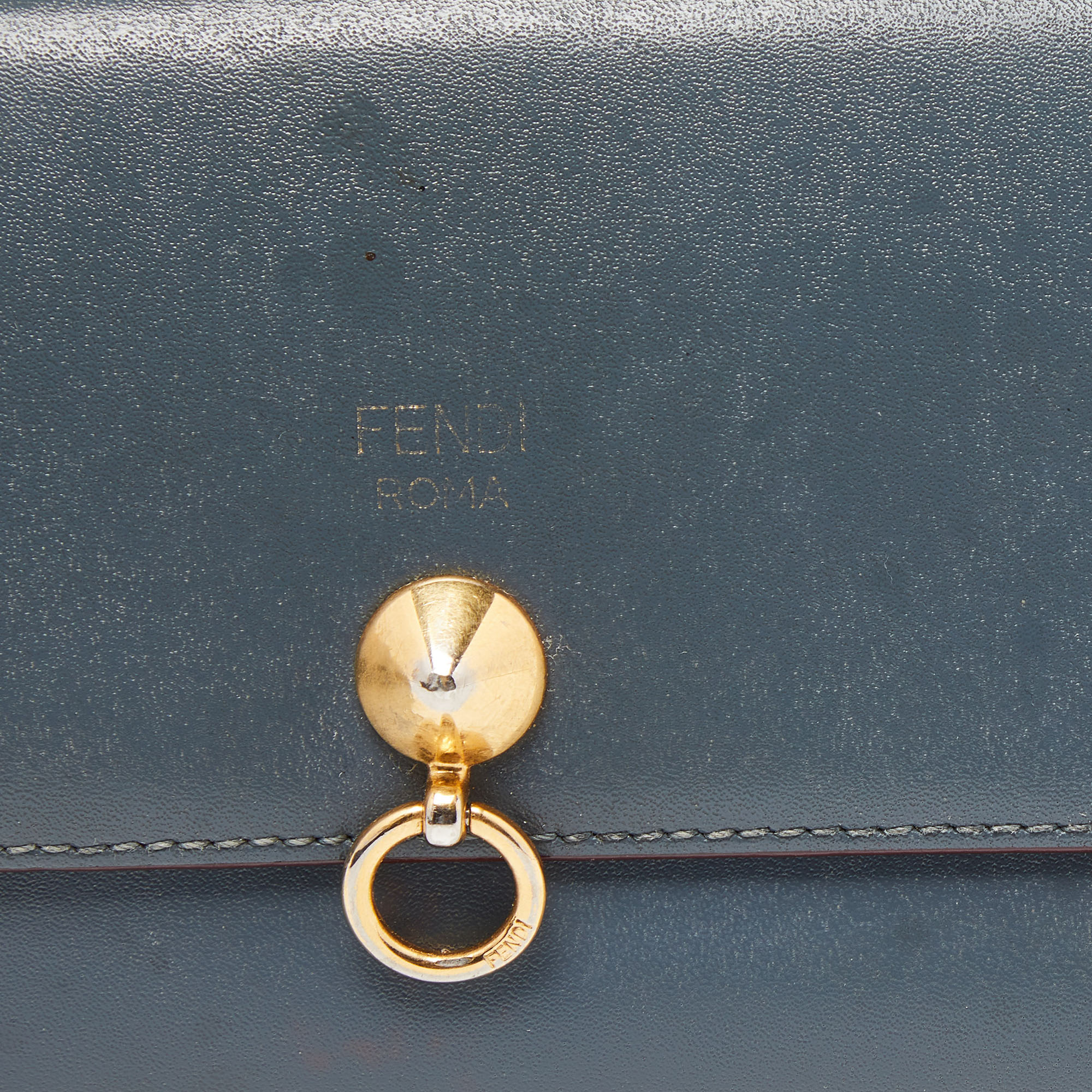 Fendi Grey Leather Trifold Compact Wallet