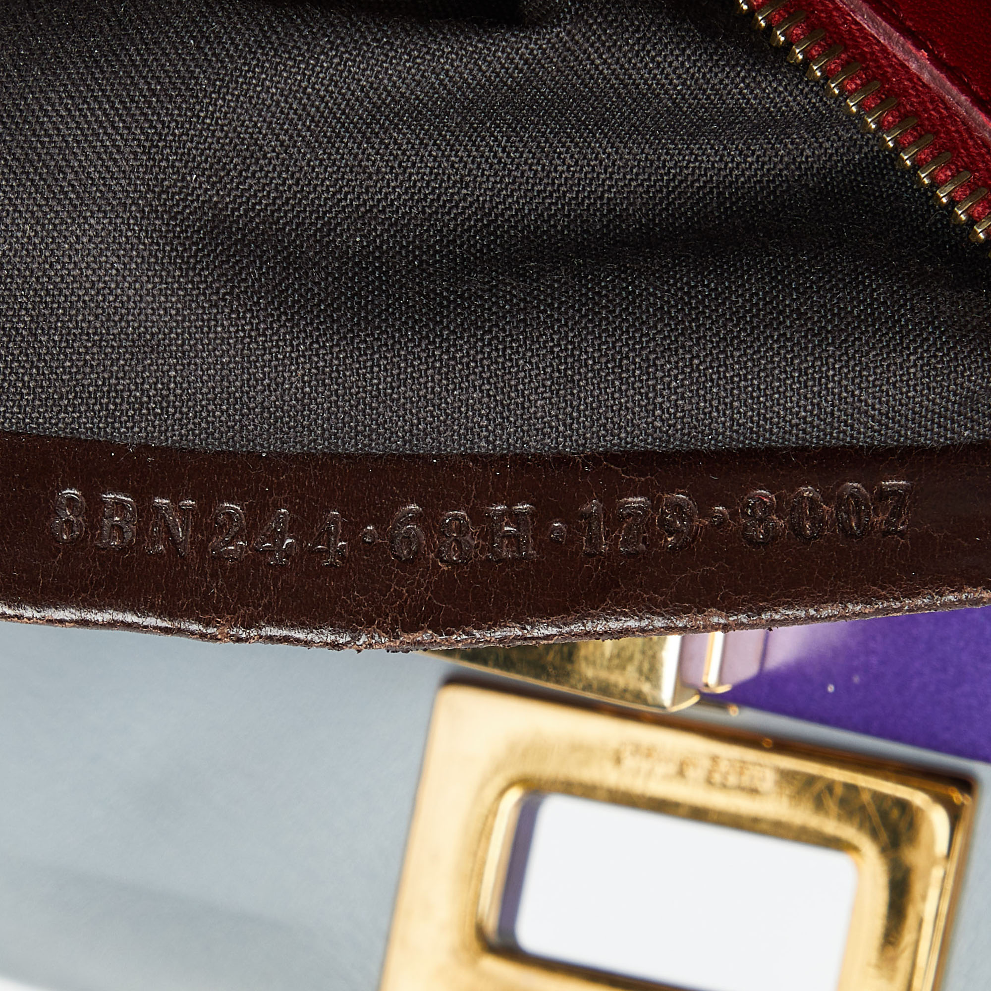 Fendi Blue/Purple Leather Mini Peekaboo Top Handle Bag