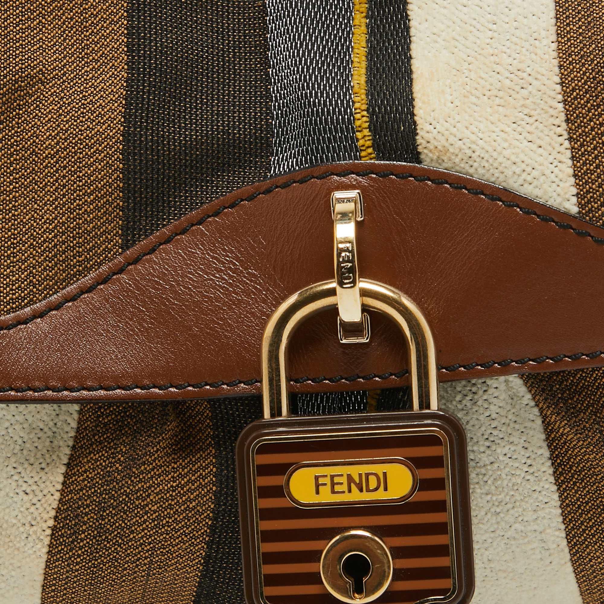 Fendi Multicolor Striped Fabric And Leather Limited Edition Chef Flap Bag
