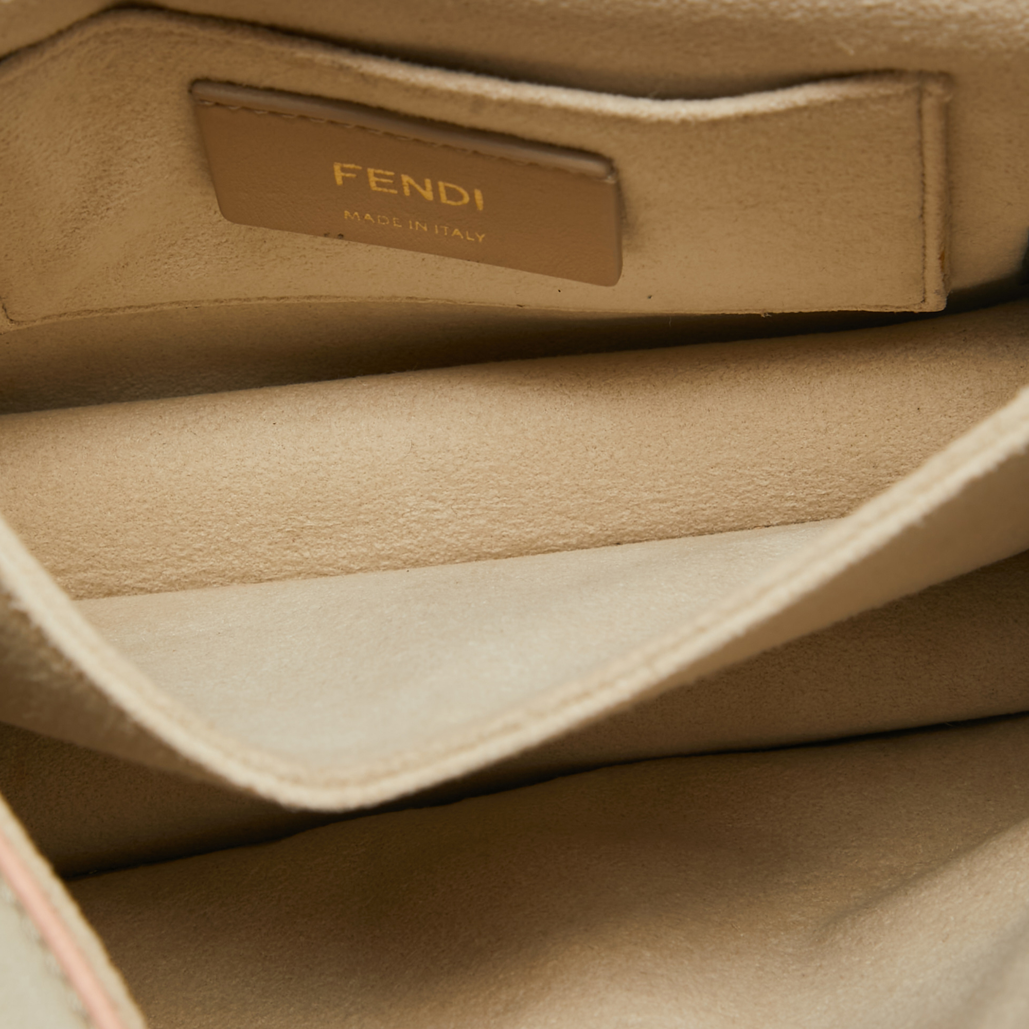 Fendi Gold Leather Small Scalloped Studded Kan I Shoulder Bag