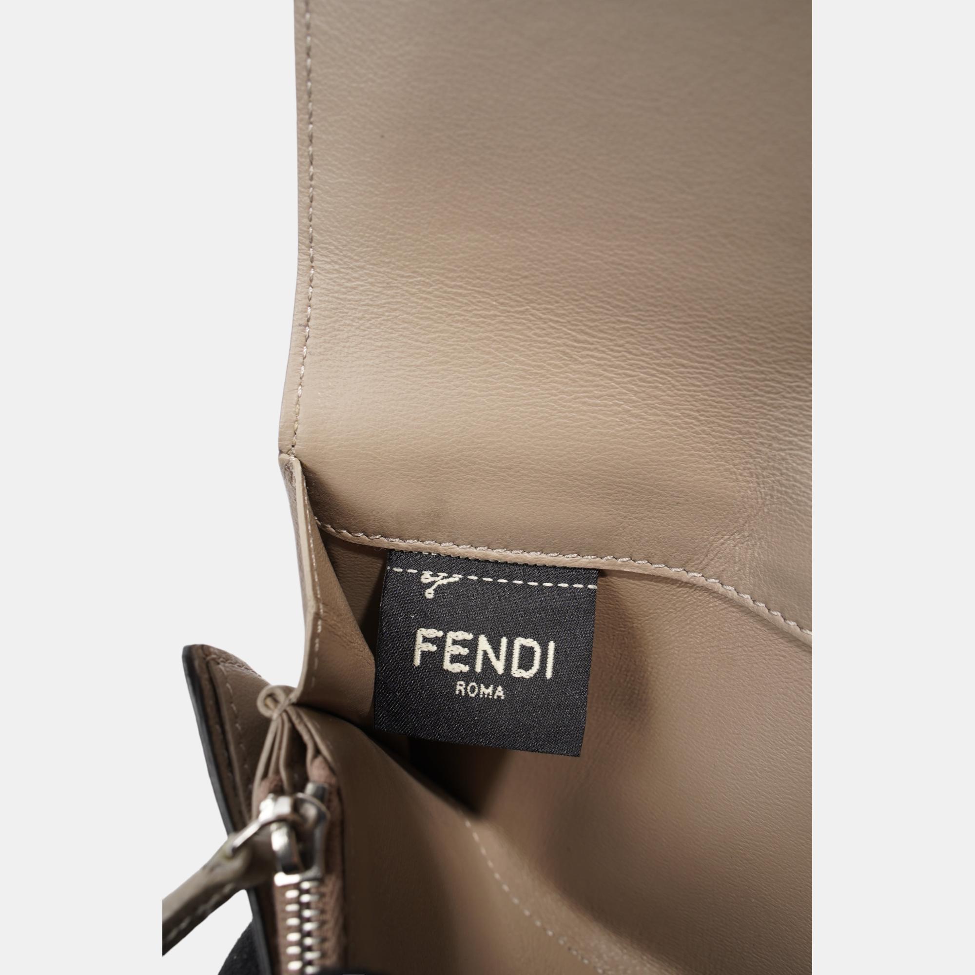 Fendi Peekaboo Long Wallet Grey Leather