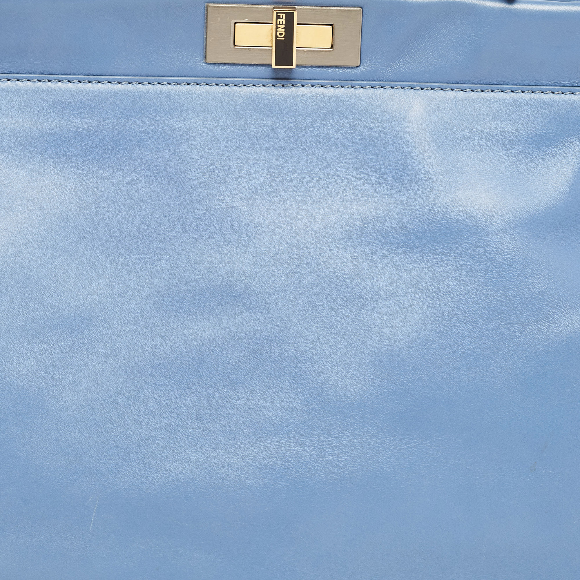 Fendi Blue Leather Large Peekaboo Top Handle Bag