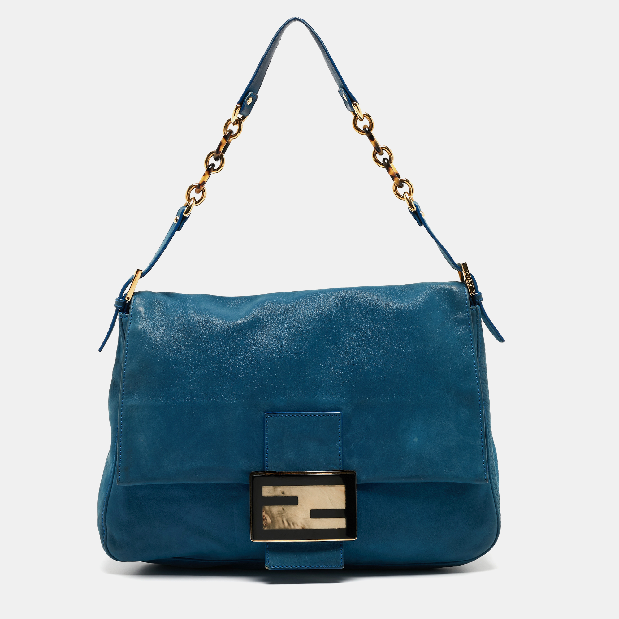 

Fendi Blue Iridescent Leather  Mama Forever Flap Shoulder Bag
