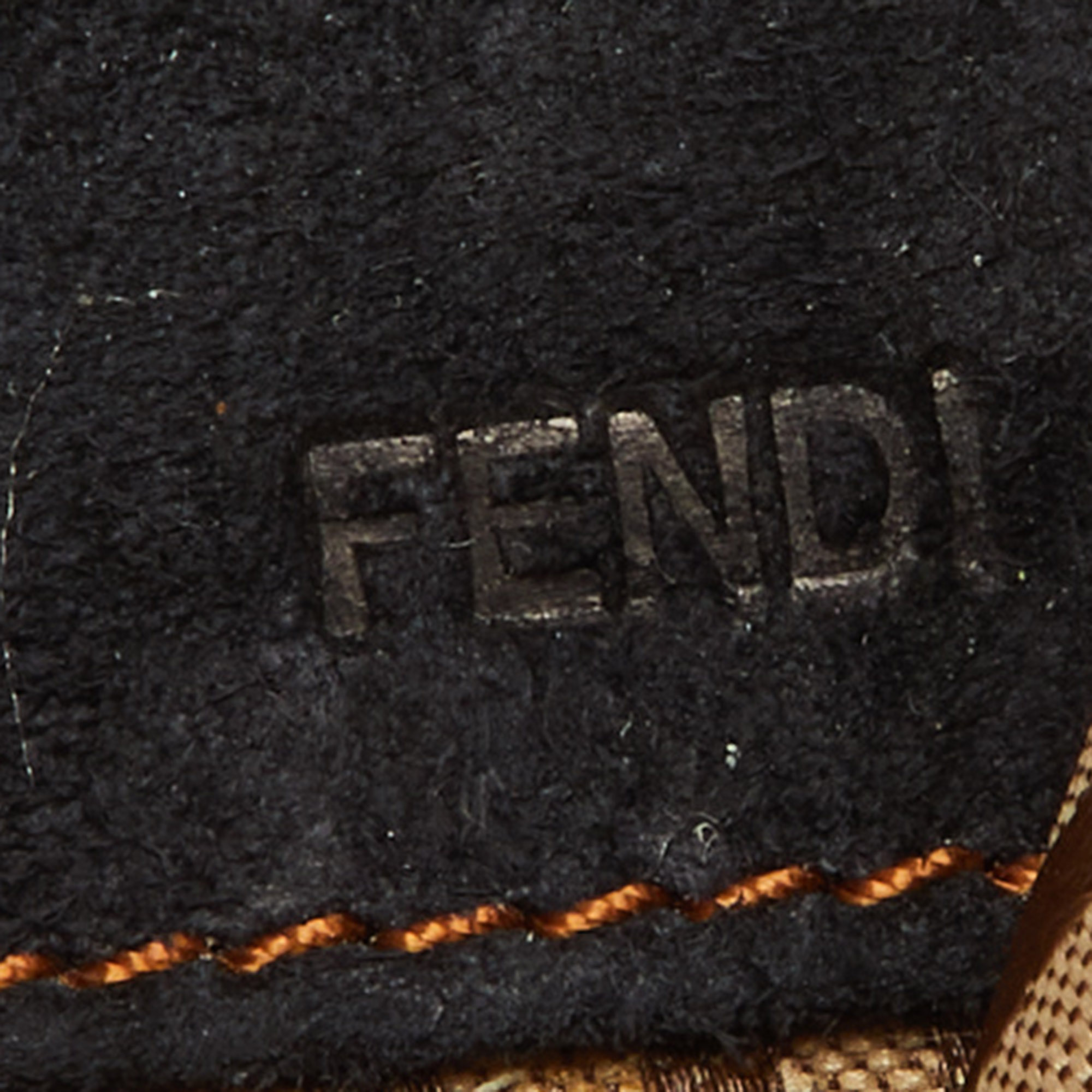 Fendi Black/Tan Leather FF Flap Wallet On Chain