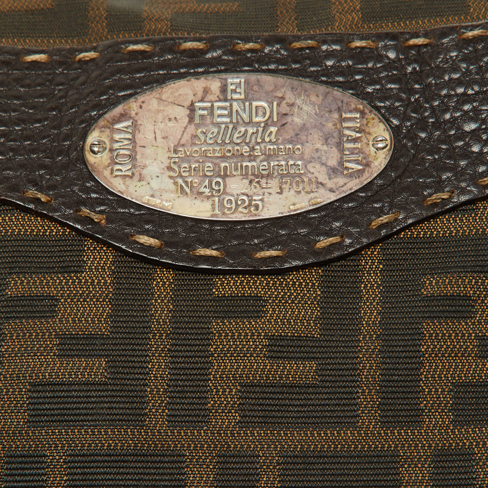 Fendi Tobacco Zucca Canvas And Leather Selleria Messenger Bag