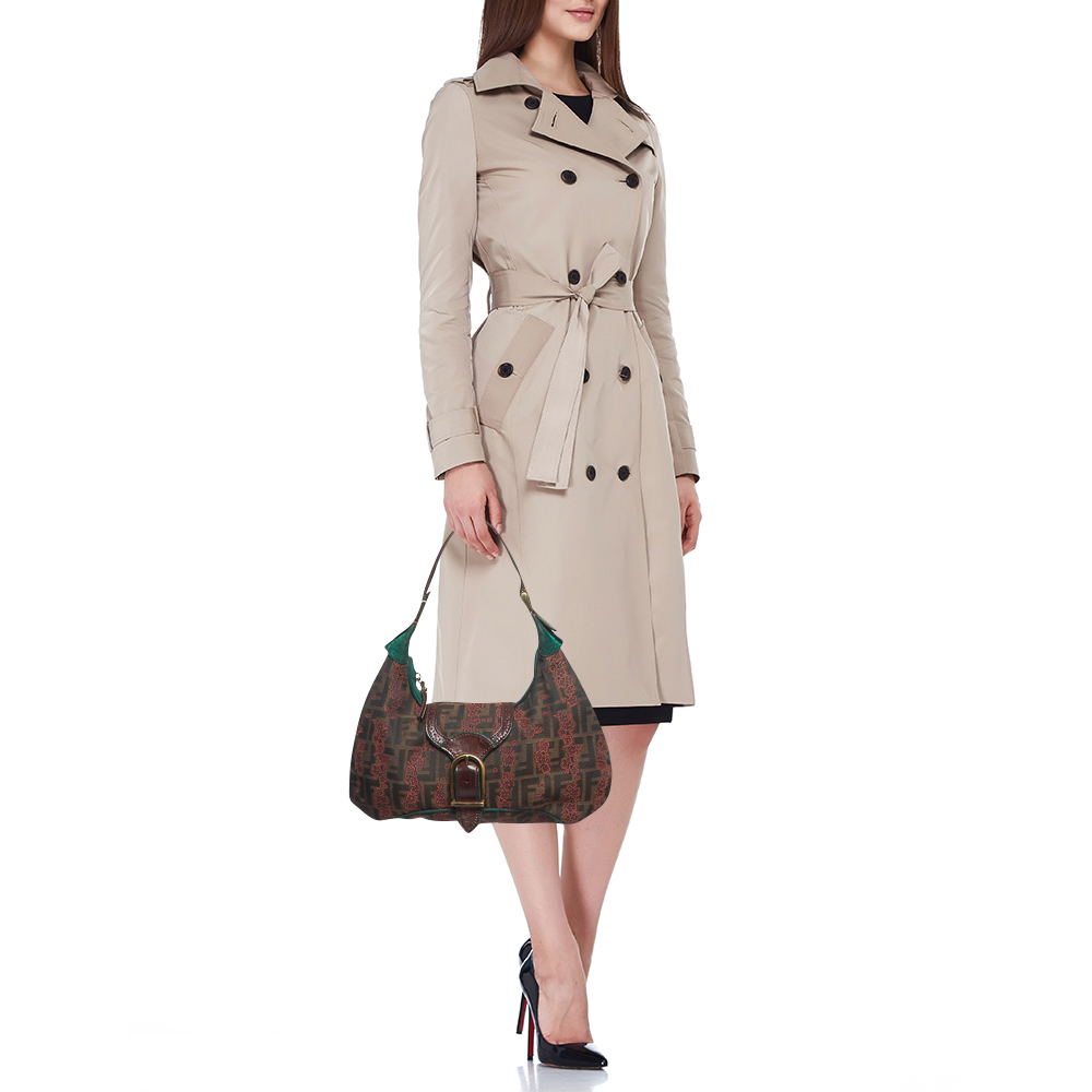 Fendi Brown/Green Zucca Canvas Embroidered Shoulder Bag
Fendi Brown/Green Zucca Canvas Embroidered Shoulder Bag