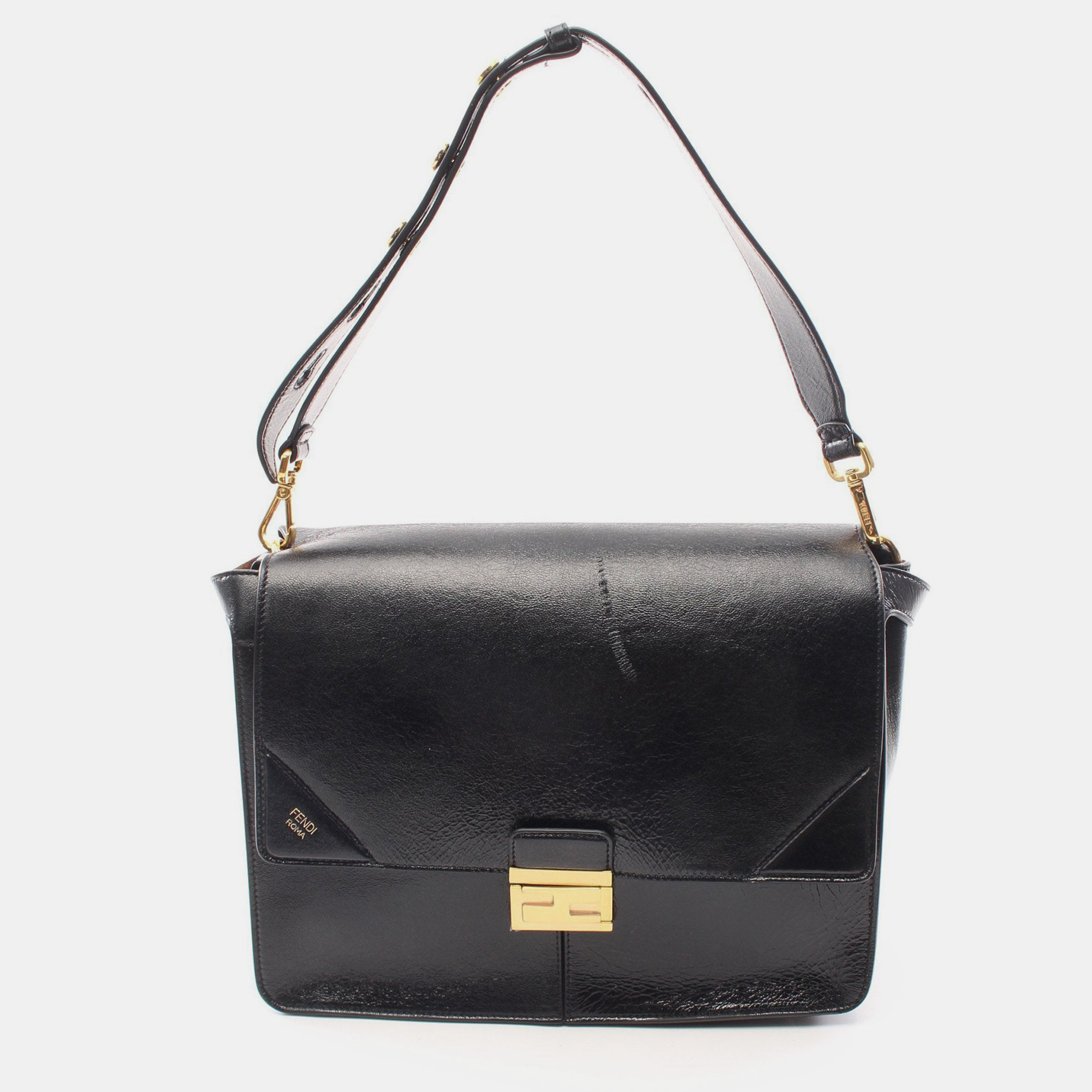 Fendi can u handbag leather black