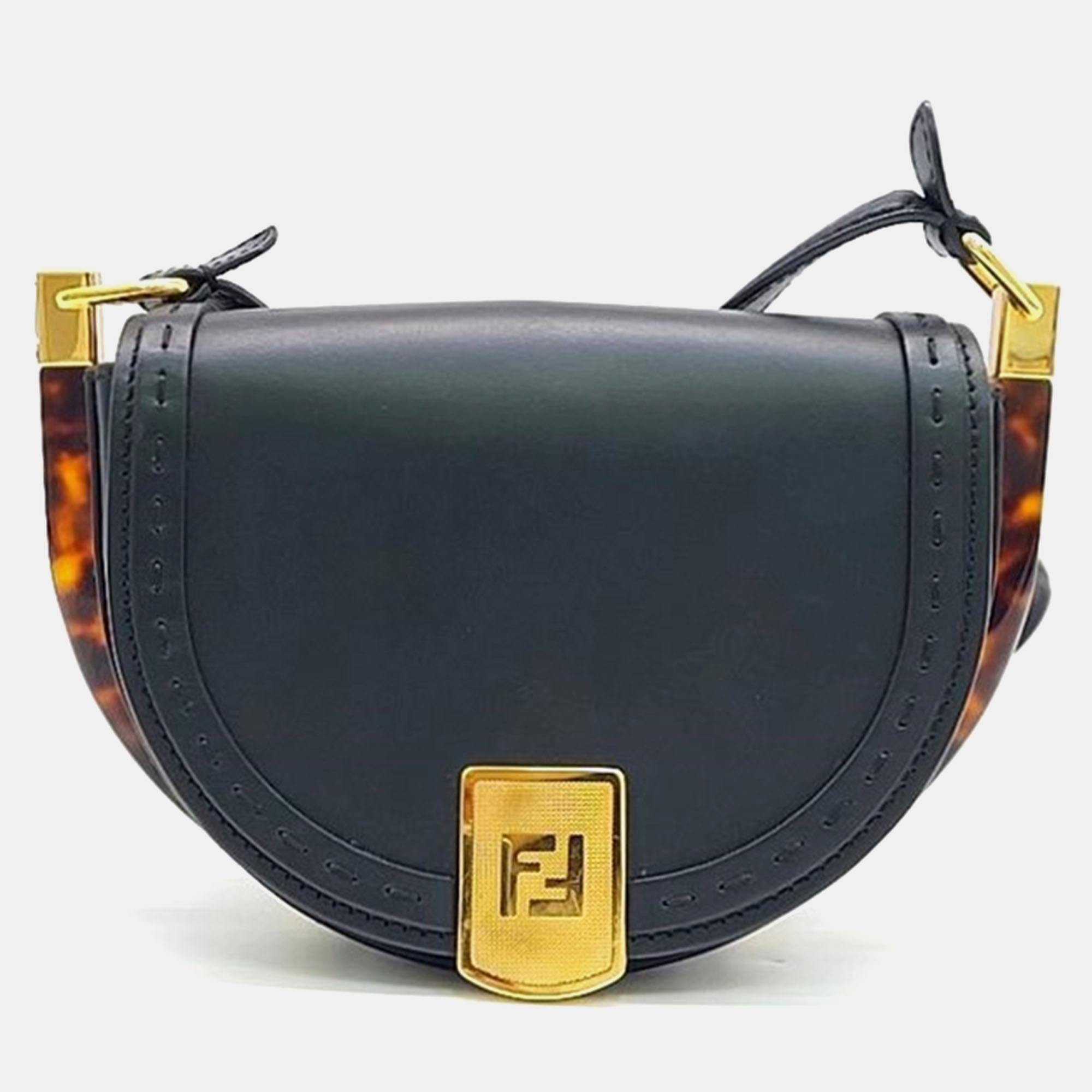 Fendi black leather moonlight shoulder bag