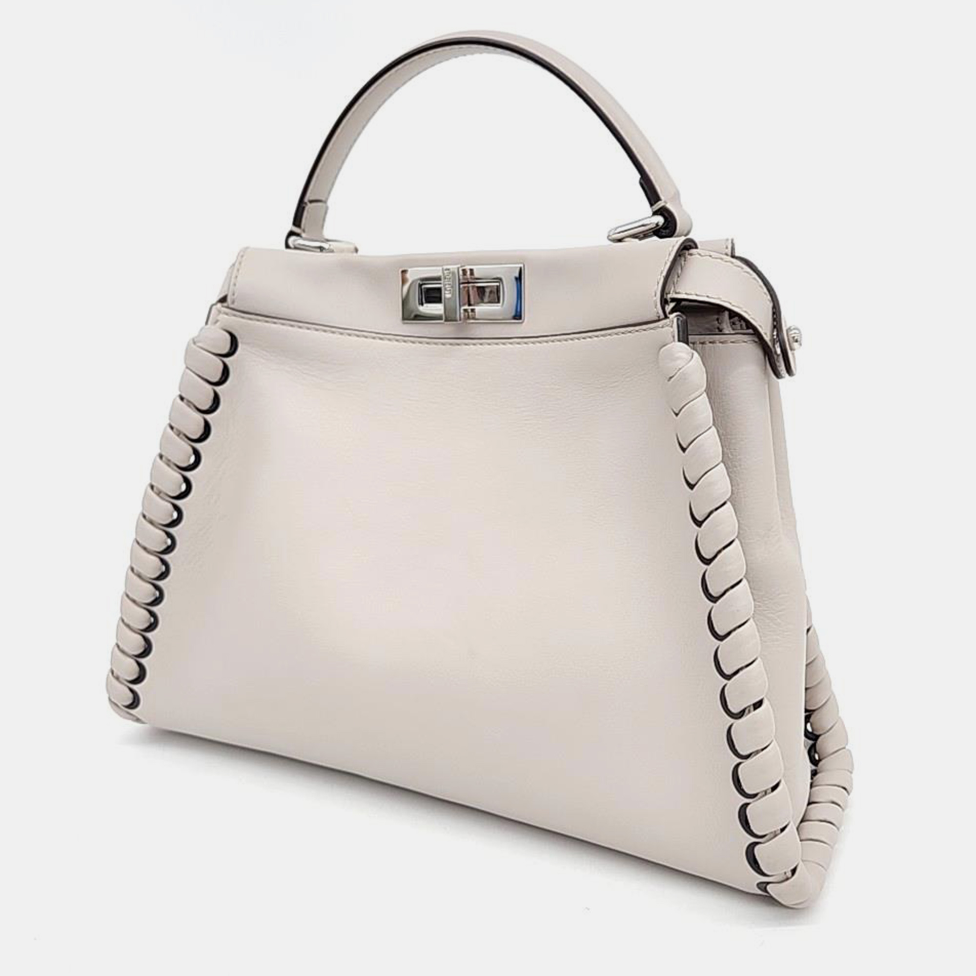 Fendi Beige Leather Medium Peekaboo Top Handle Bag