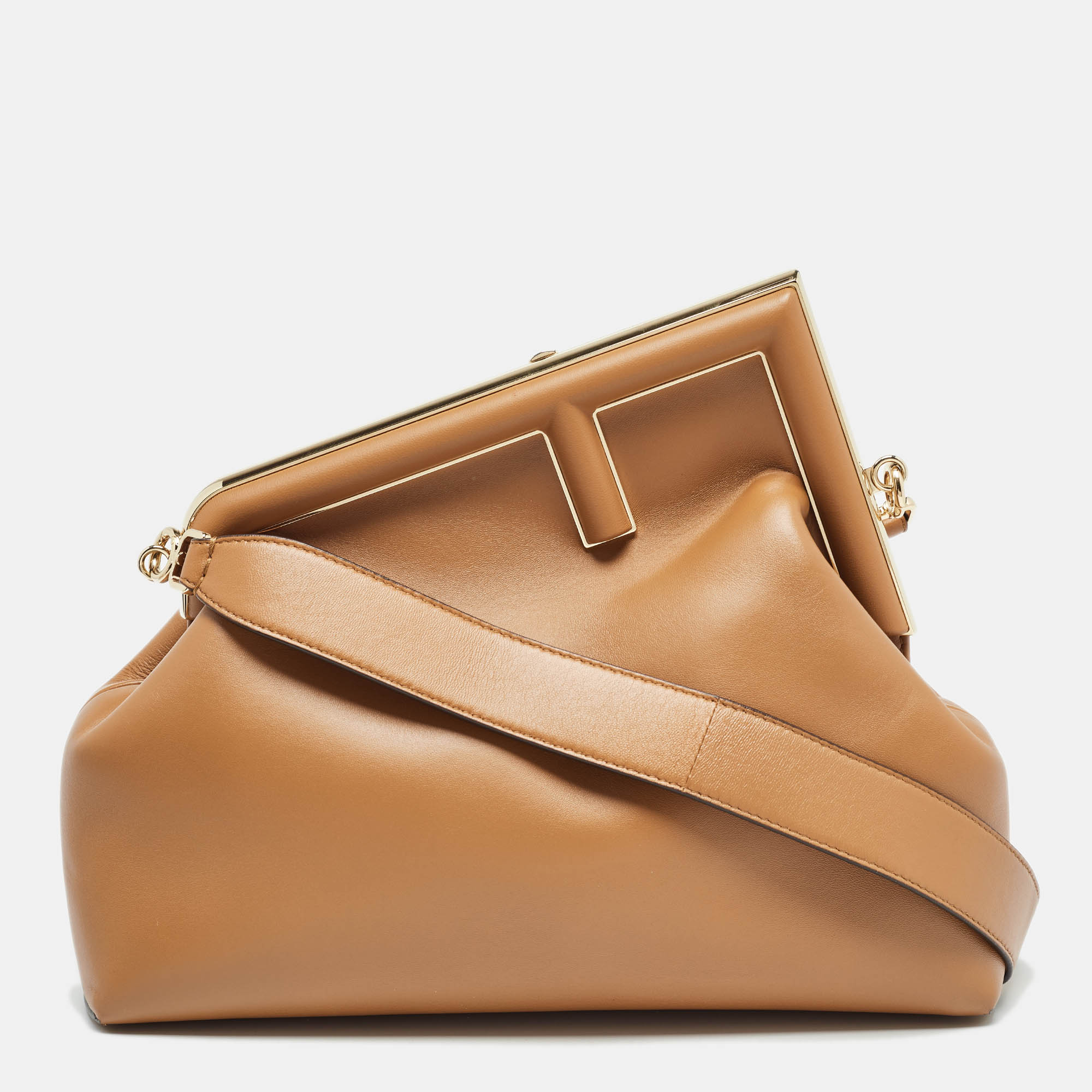Fendi brown leather medium first shoulder bag