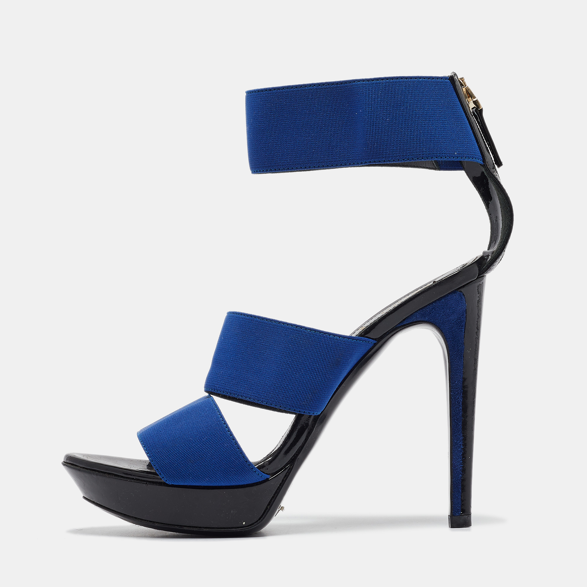 Fendi Blue Elastic Platform Ankle Strap Sandals Size 38