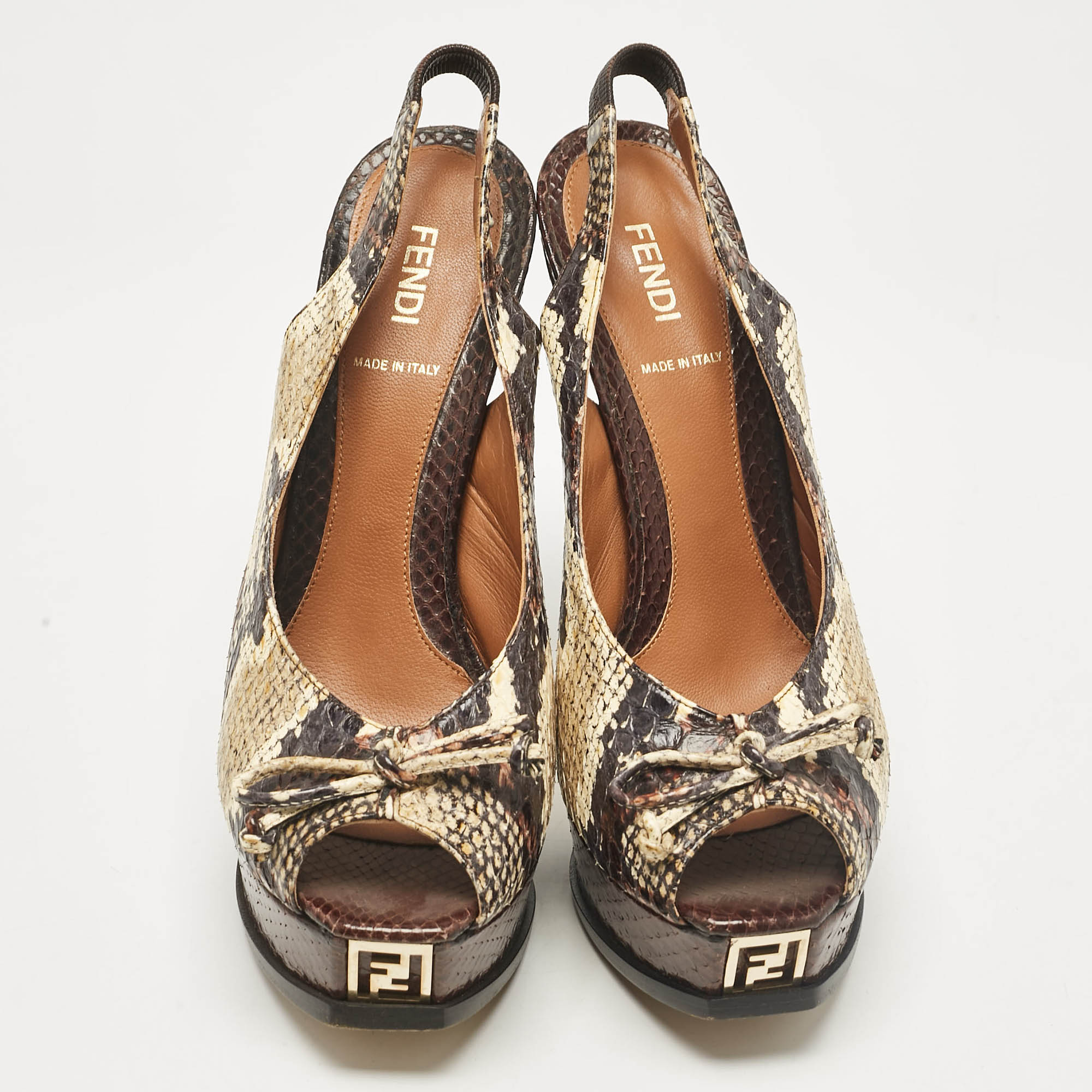 Fendi Multicolor Python Leather Fendista Platform Pumps Size 39.5